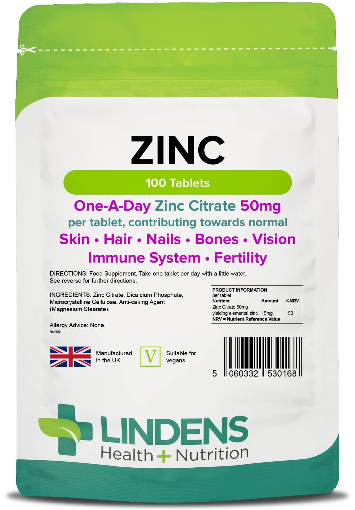 Lindens Zinc Citrate 50mg