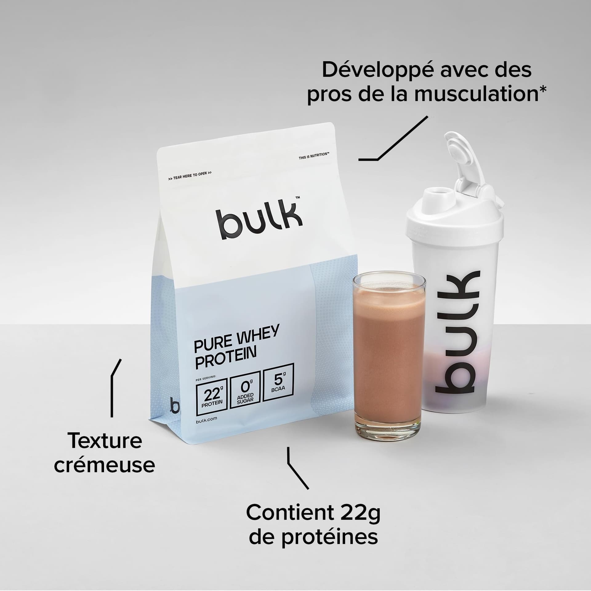 Bulk Pure Whey Protéine en Poudre, Chocolat, 22g – Bild 4