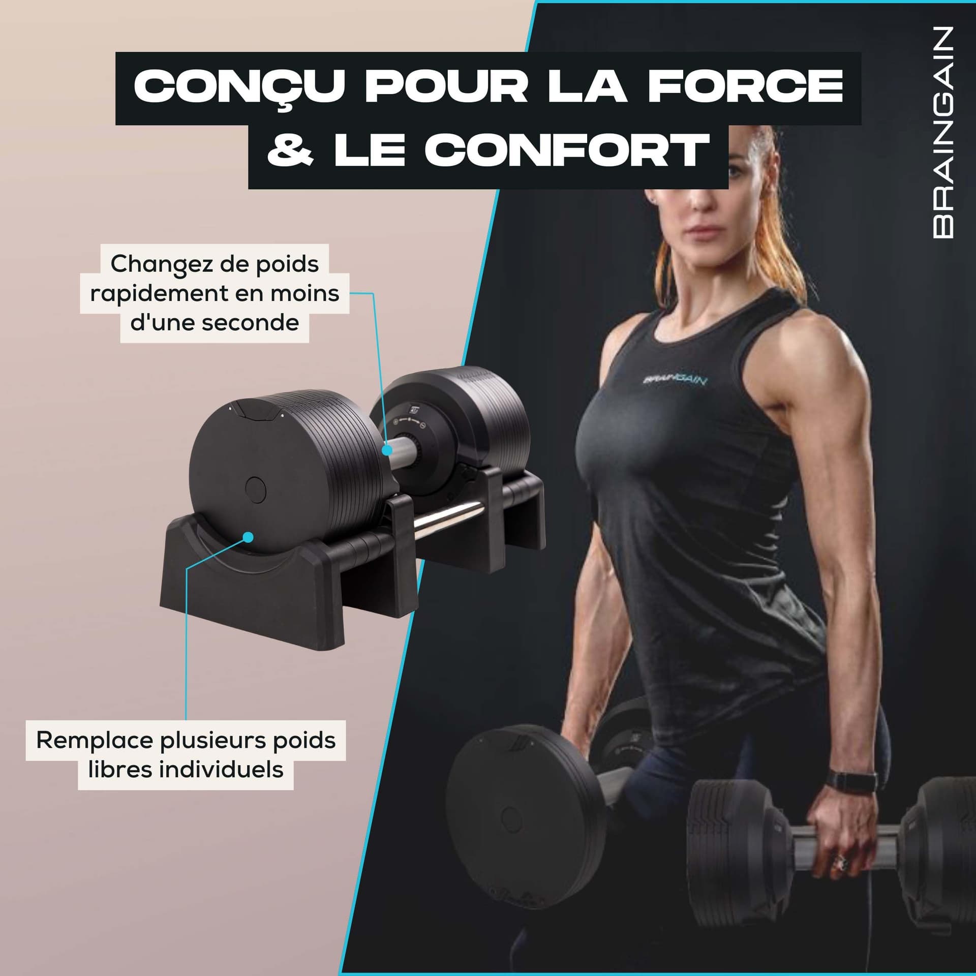 BRAINGAIN Haltères Réglables Set 23,5kg – Bild 3