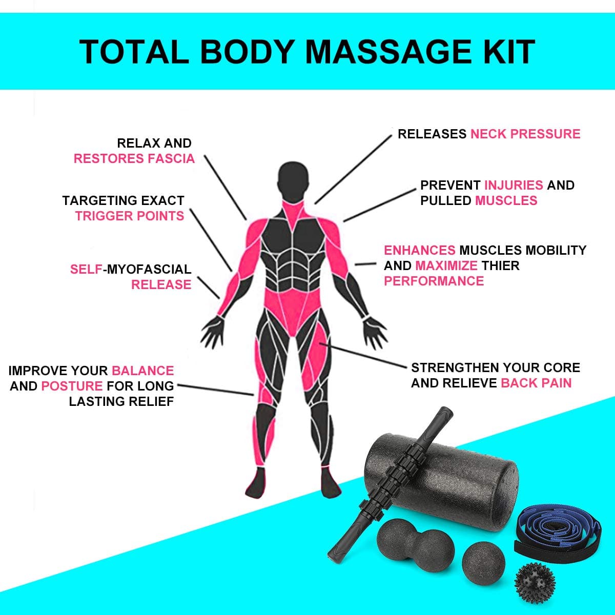 BORNEW Foam Roller Set – Bild 7