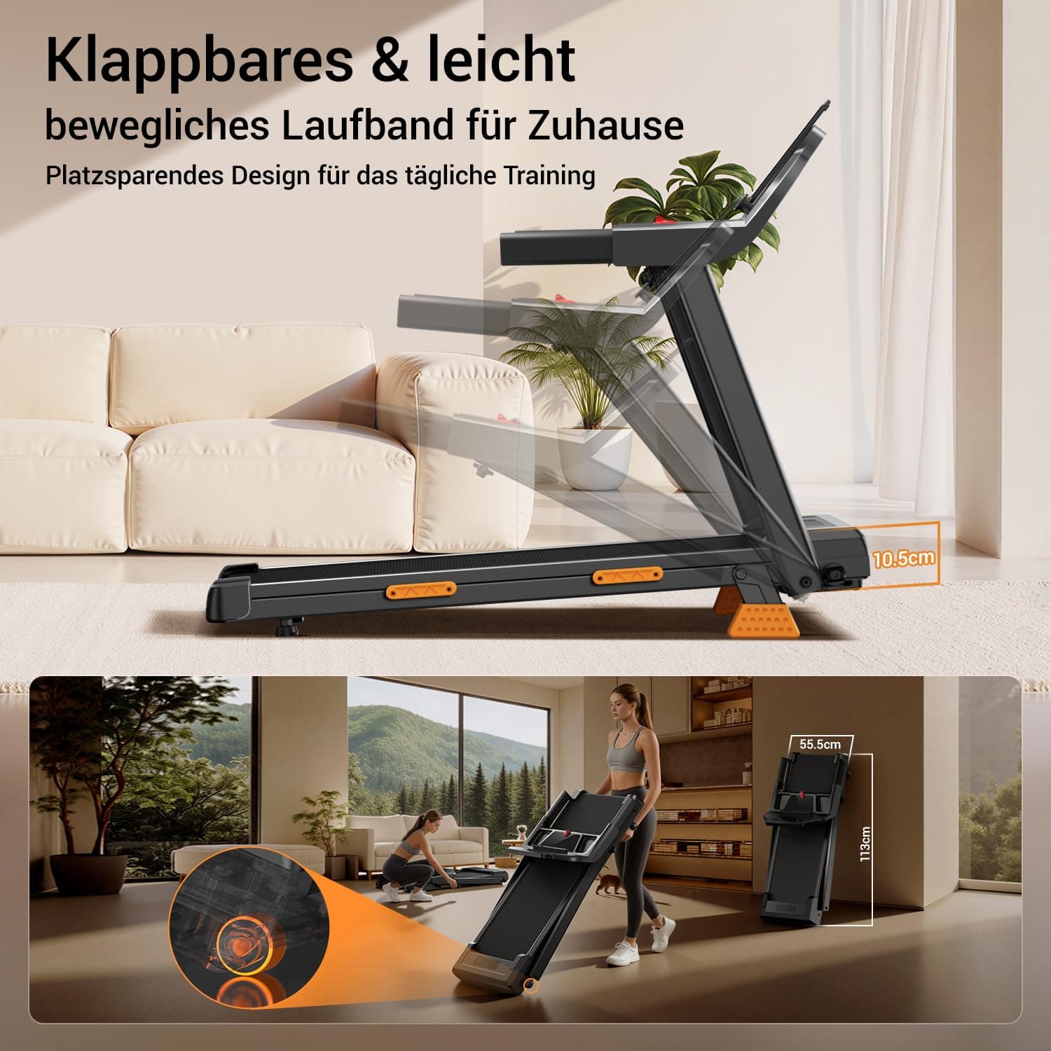 LONTEK Laufband für Zuhause Klappbar mit Steigung – Bild 8