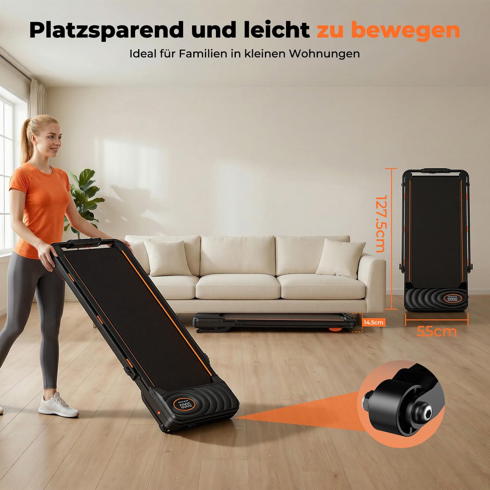 JAGJOG Laufband für Zuhause mit Auto 16% Steigung,Klappbar – Bild 7