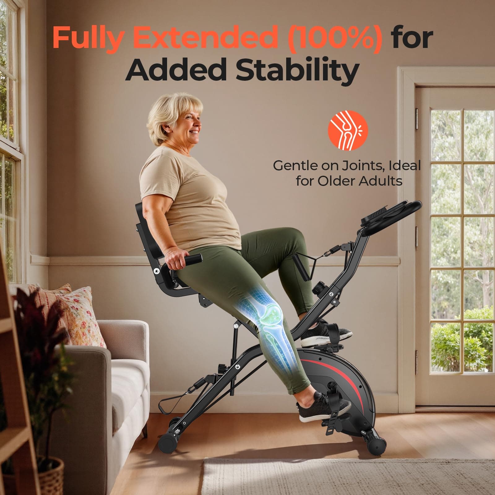 PLENY Folding Exercise Bike, 5 IN 1 Stationary Bikes for Home 6.6 LBS – Bild 4