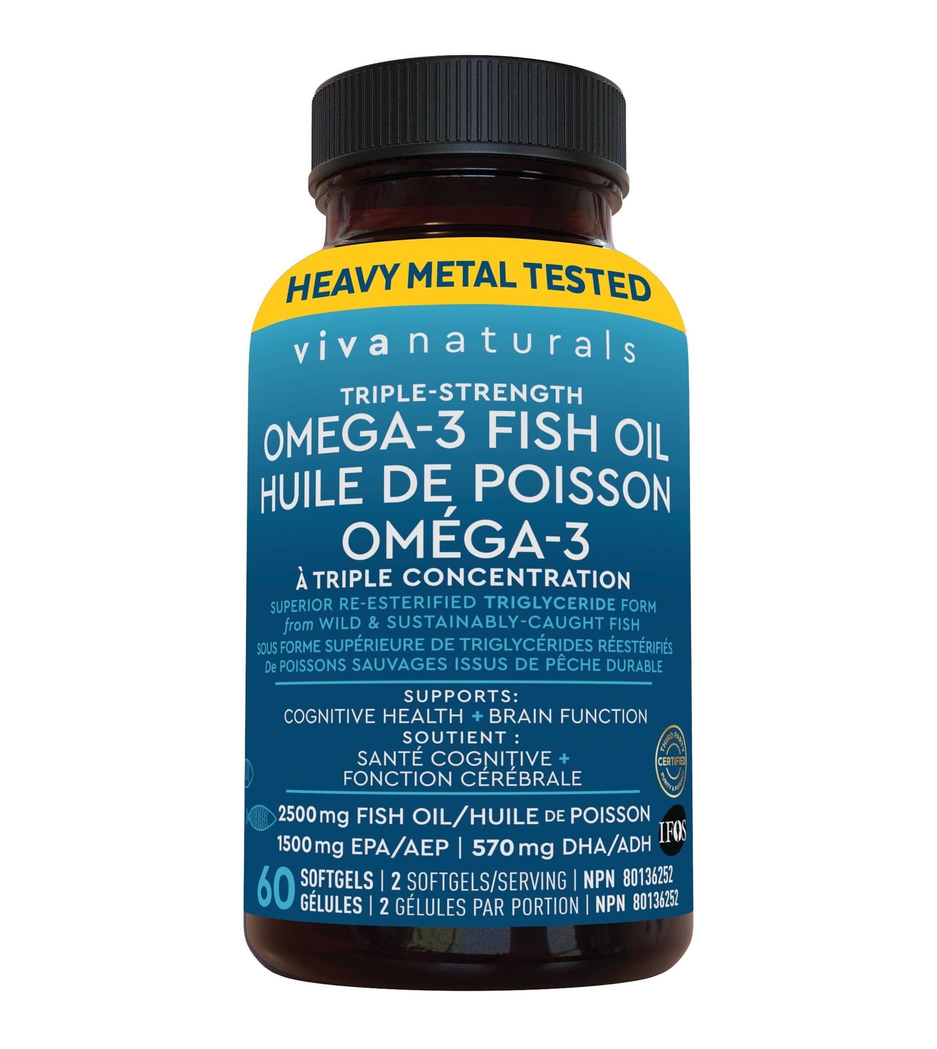 Viva Naturals Triple Strength Omega 3 Fish Oil Supplement - 2500 mg