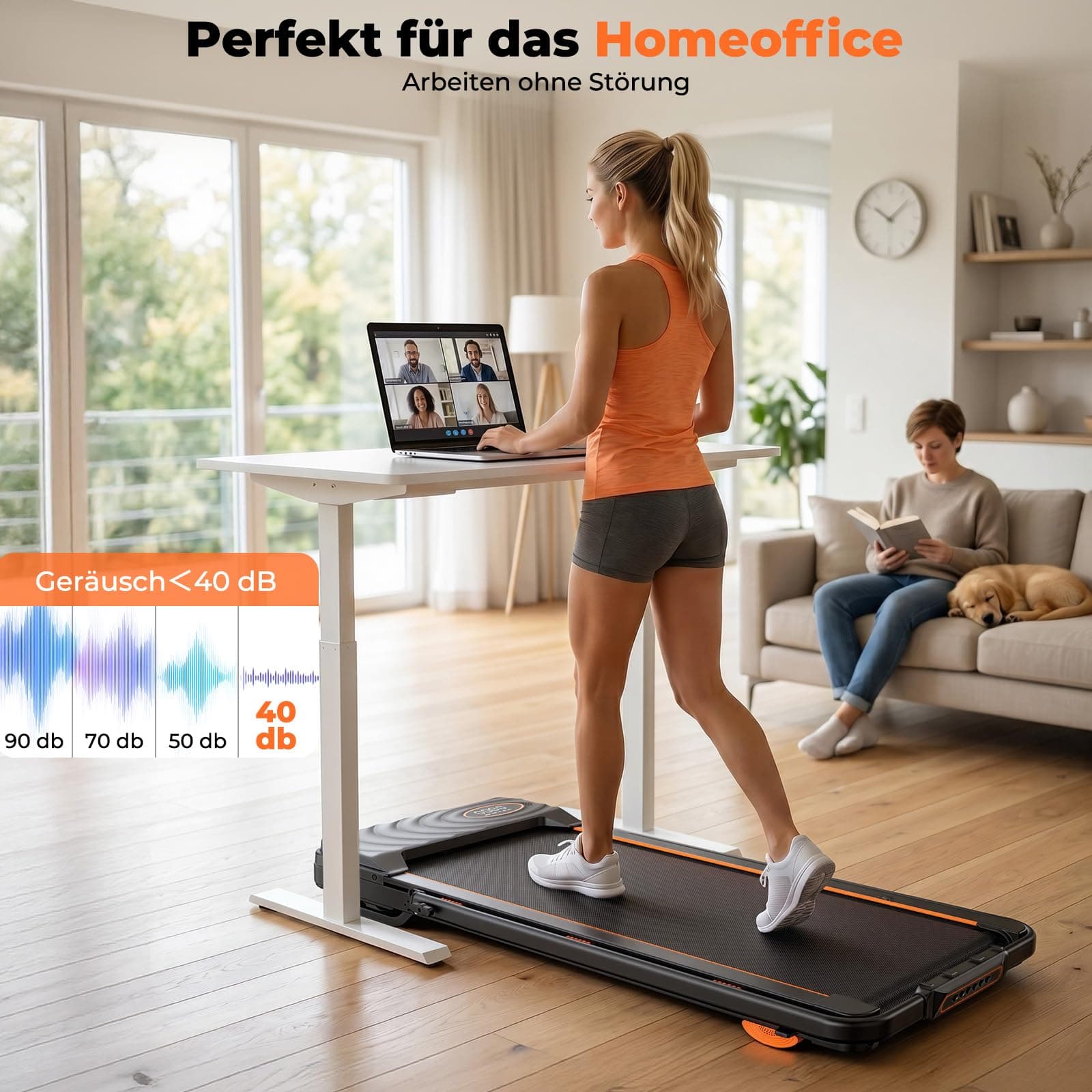 JAGJOG Laufband für Zuhause mit Auto 16% Steigung,Klappbar – Bild 6