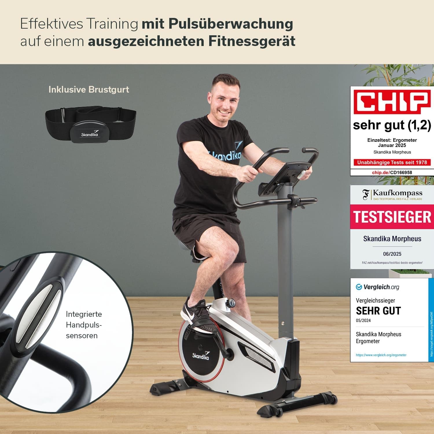 Skandika Ergometer Morpheus | Heimtrainer für Zuhause, 12 kg – Bild 2
