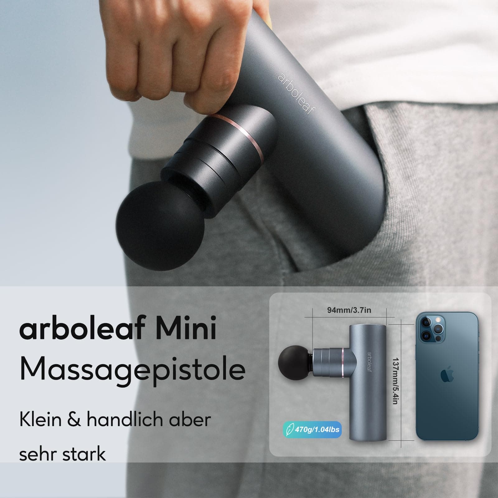 arboleaf Massagepistole mini Massage gun, 3200 U/min 0,47kg – Bild 3