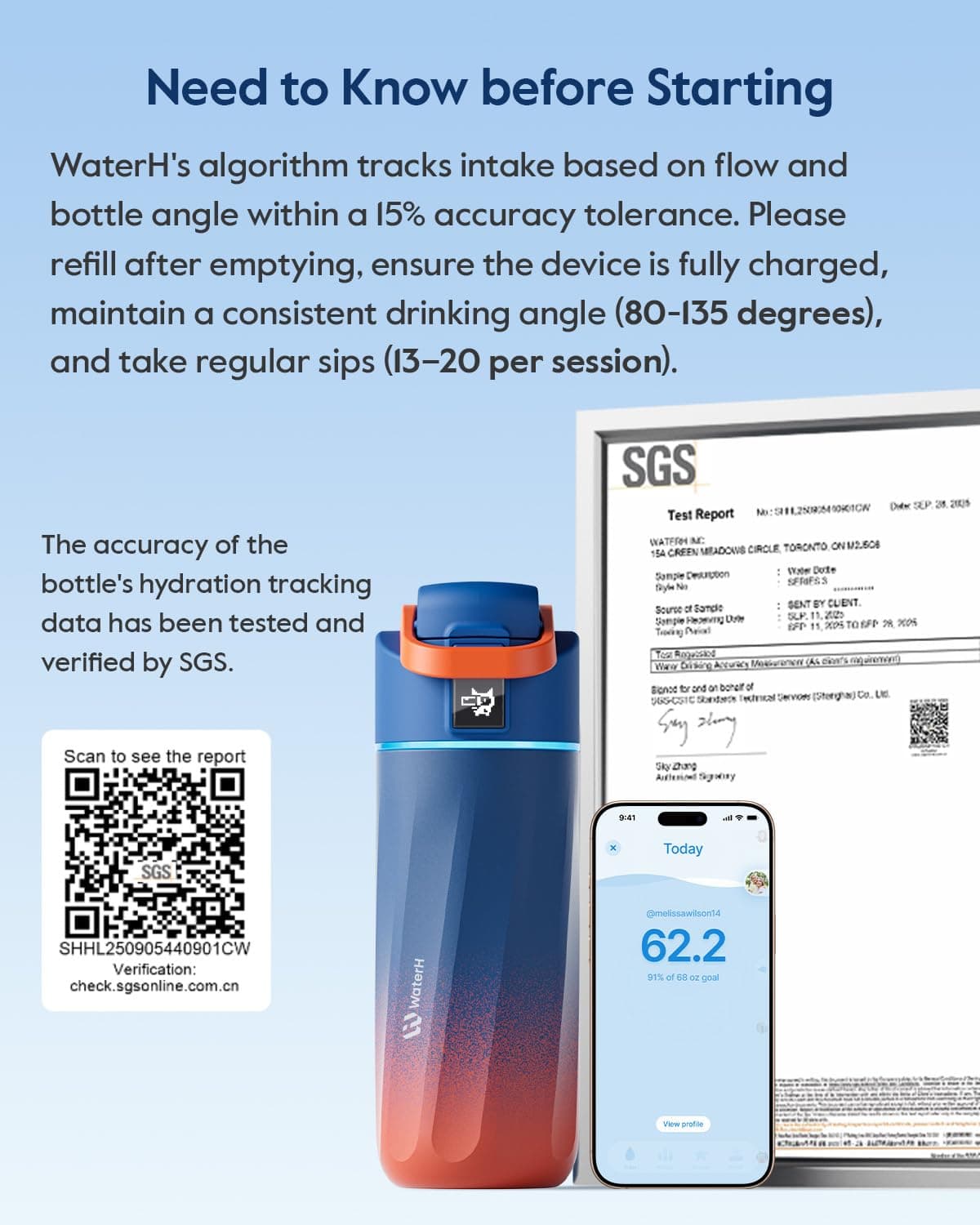 WATERH BOOST Smart Water Bottle with Reminder & Tracker, 473 ml – Bild 7