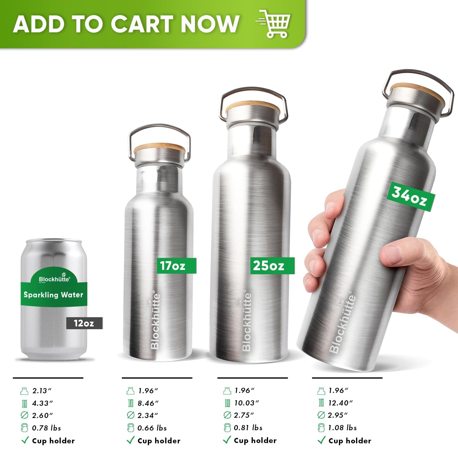 Blockhütte Premium Edelstahl Trinkflasche isoliert I 750ml – Bild 4