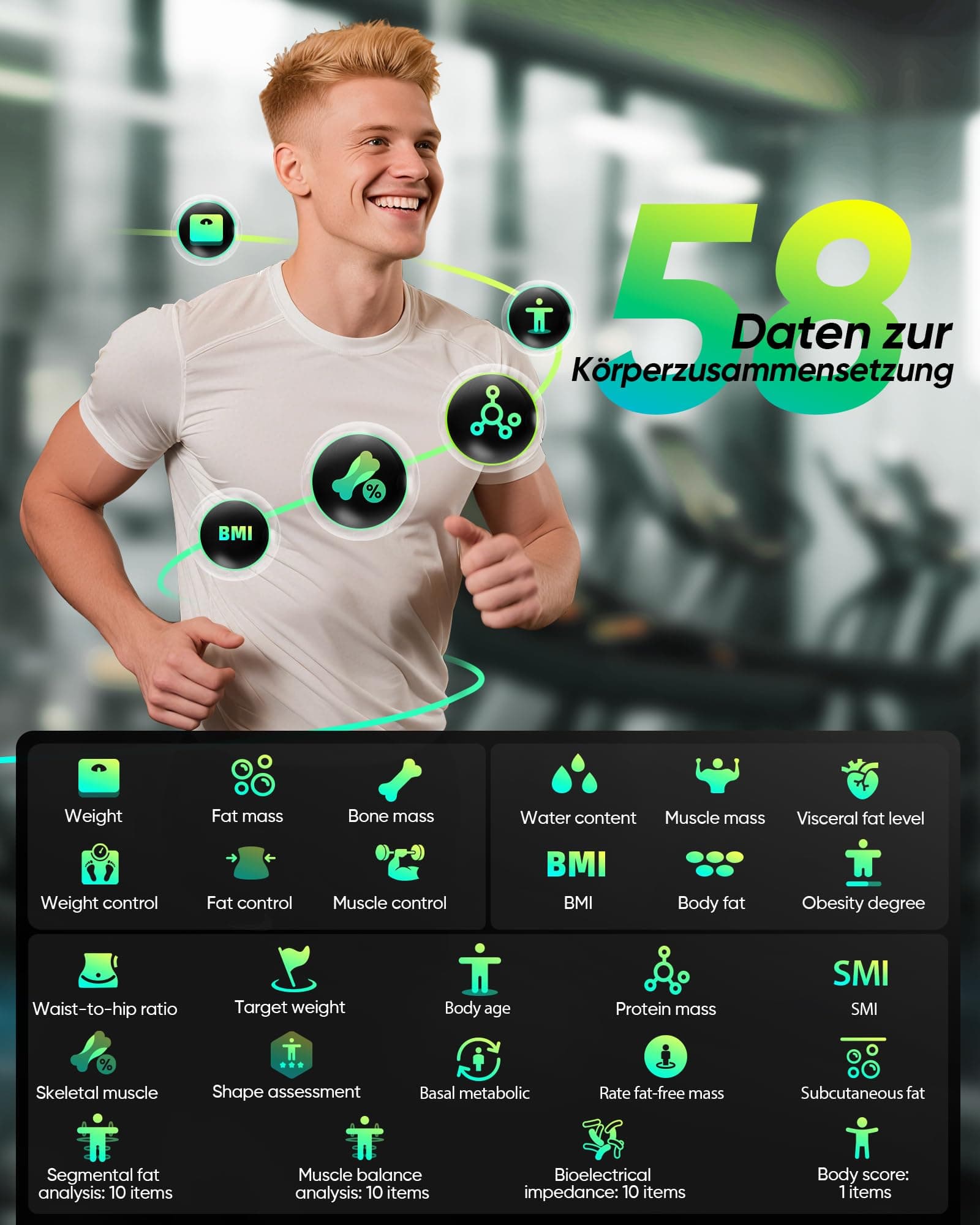 Letron Körperfettwaage Personenwaage Digital 8-Elektroden – Bild 2
