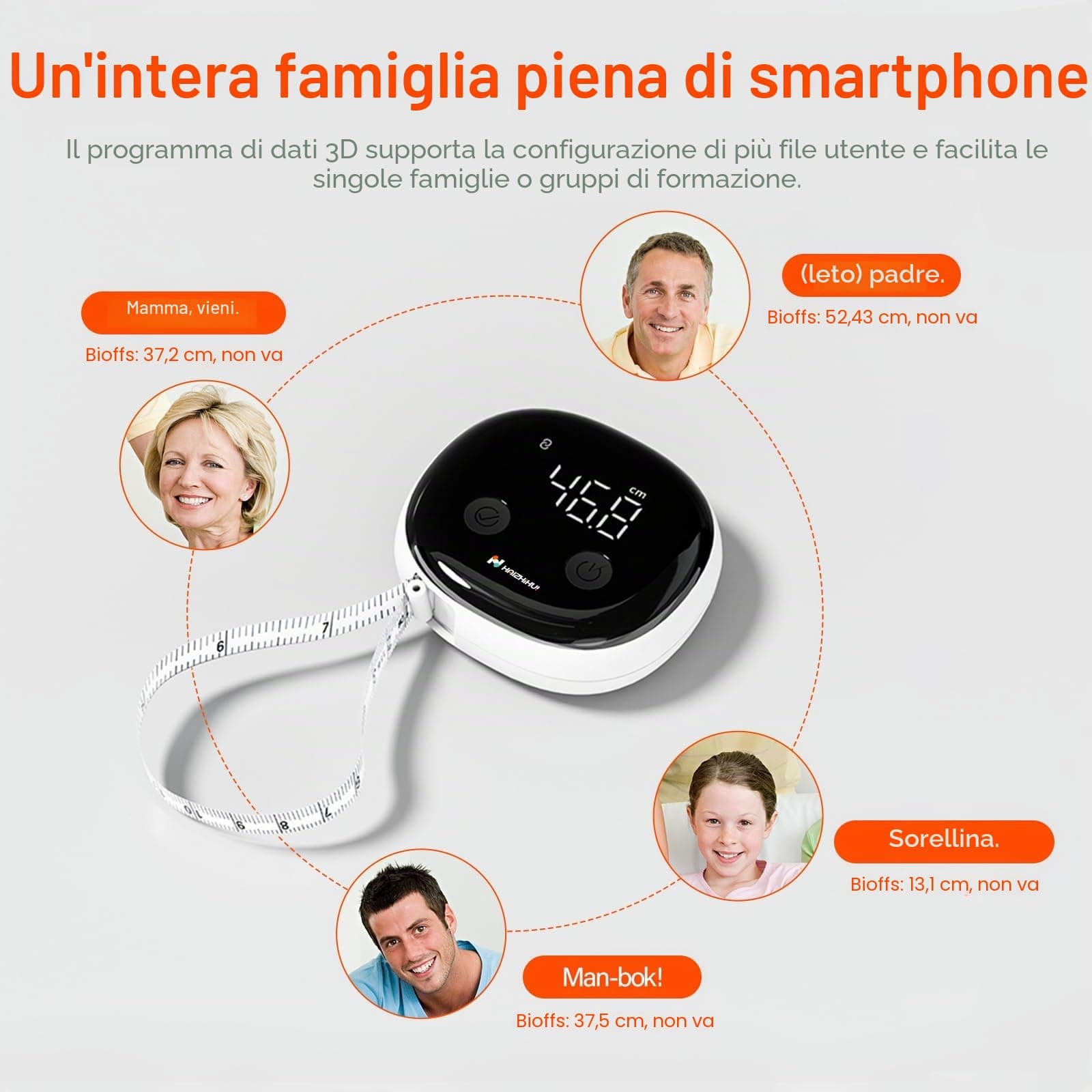 SUNHAIXIA Fitdays Smartes Körpermaßband mit Bluetooth & LED-Bildschirm – Bild 7