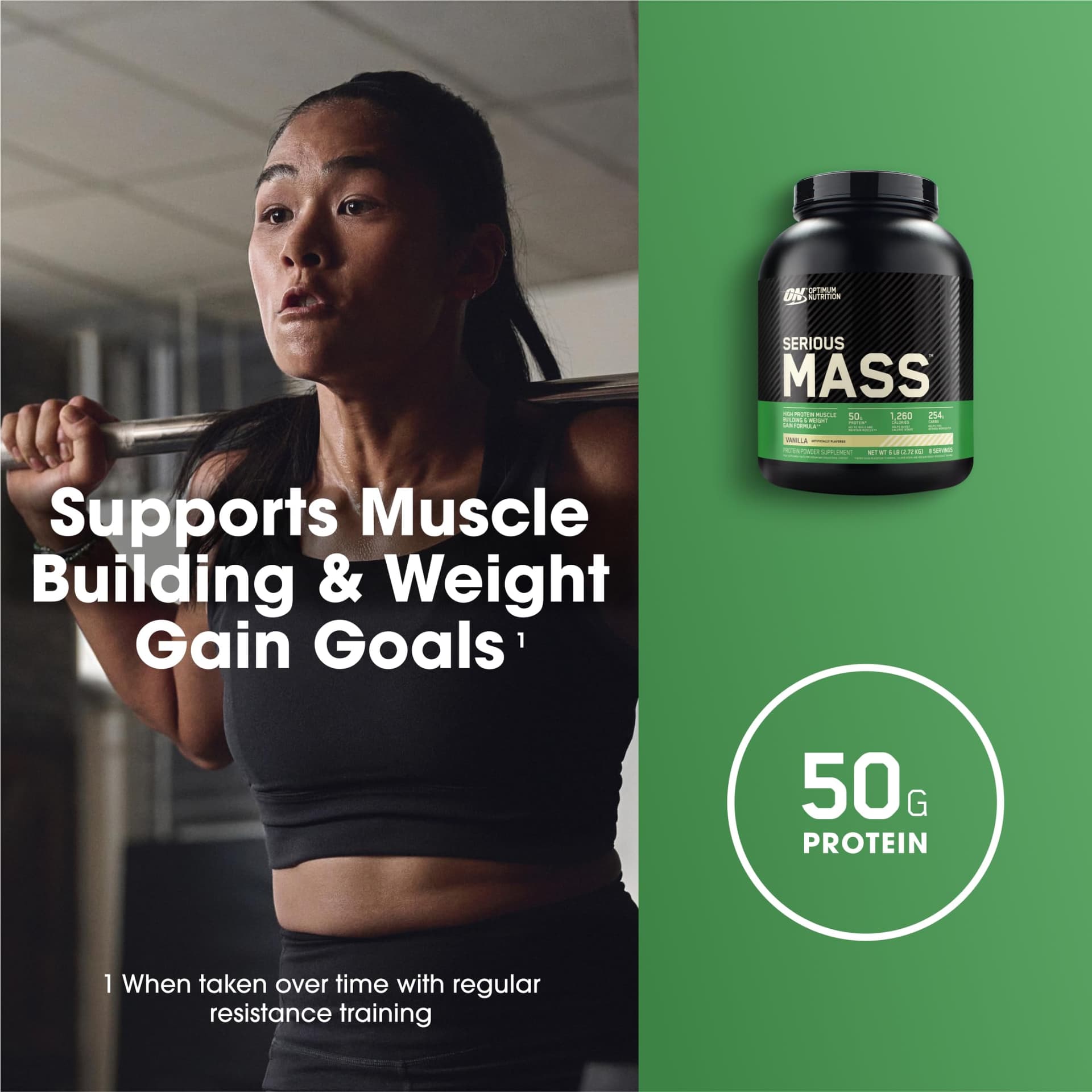 Optimum Nutrition Serious Mass Weight Gainer Pulver, Geschmack Vanille, 2.73kg – Bild 3