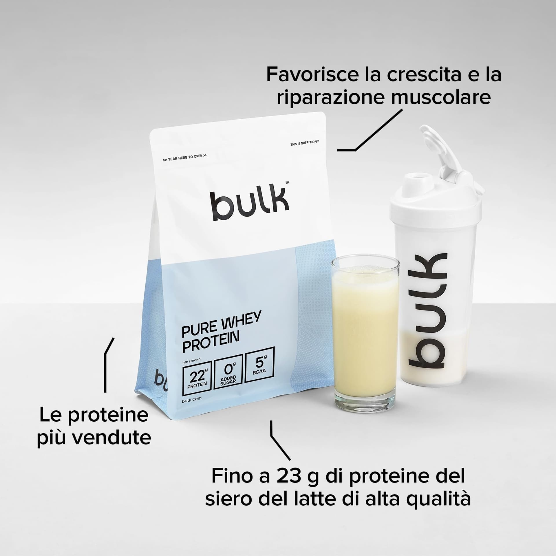 Bulk Pure Whey Proteine in Polvere | Caffè Latte Freddo | 22g – Bild 3