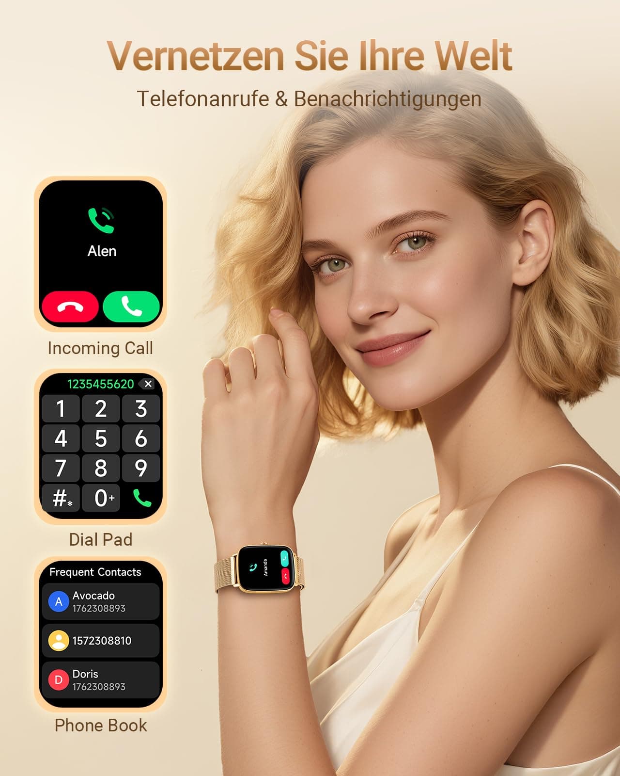 Fitpolo Smartwatch Damen Herren mit Telefonfunktion – Bild 2