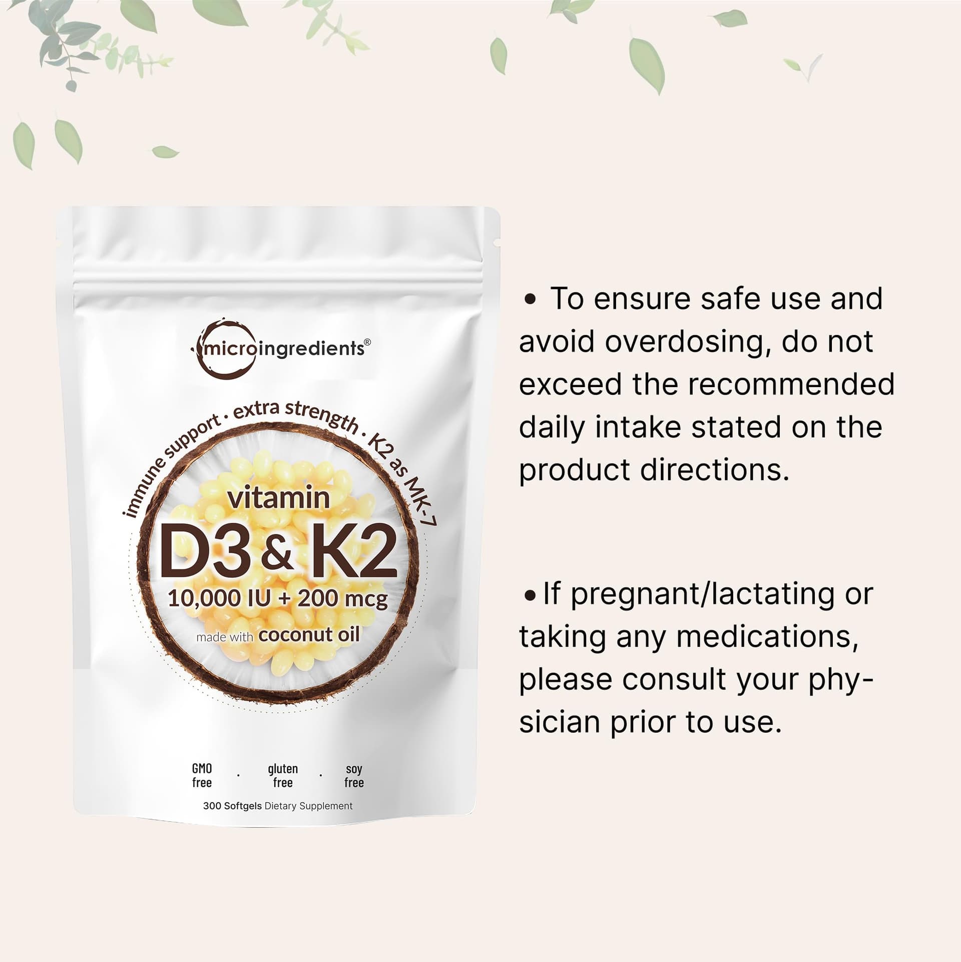 Micro Ingredients Vitamin D3 10,000 IU + K2 MK-7 200 mcg – Bild 7