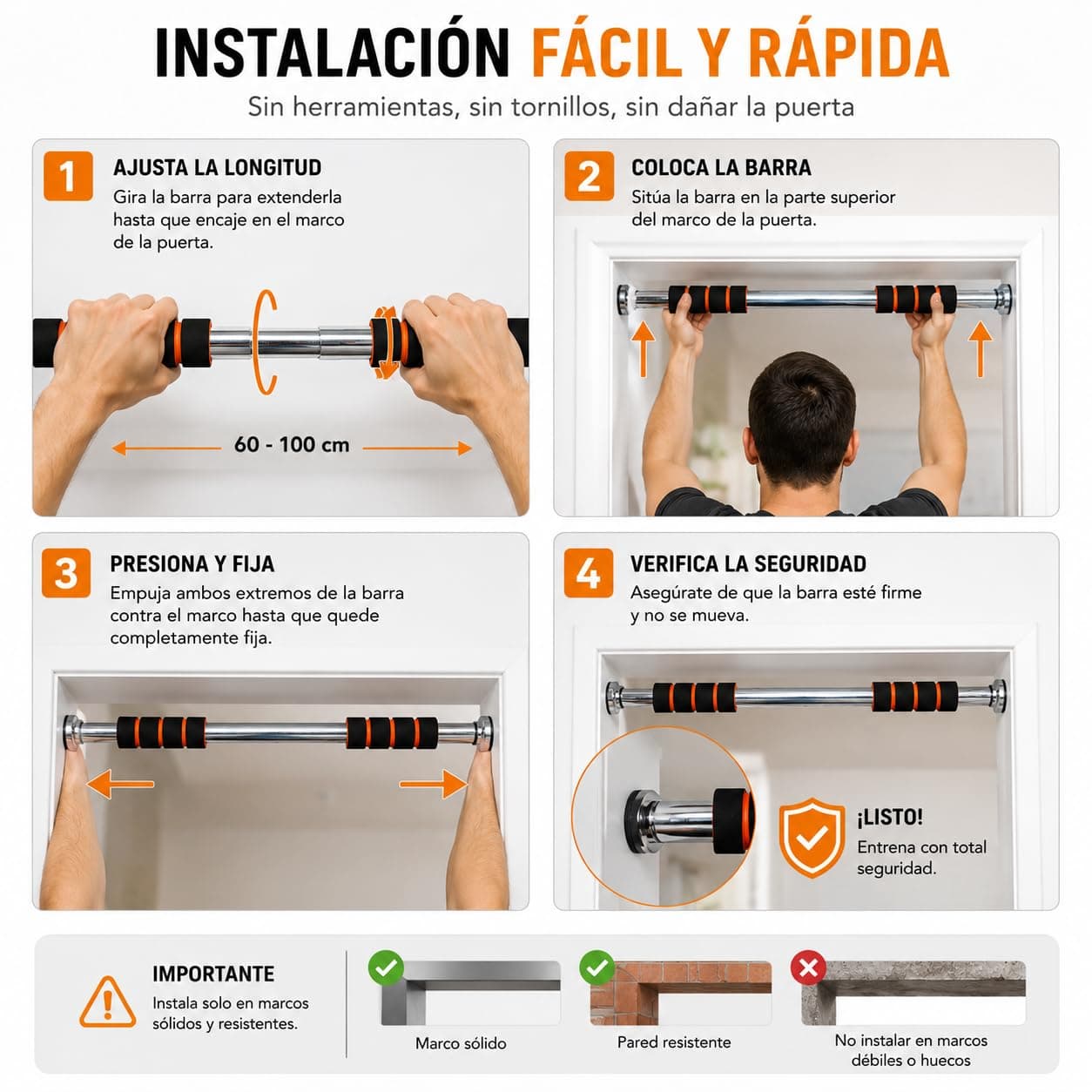 CABLEPELADO Barra dominadas para entrenamiento de fuerza – Bild 4