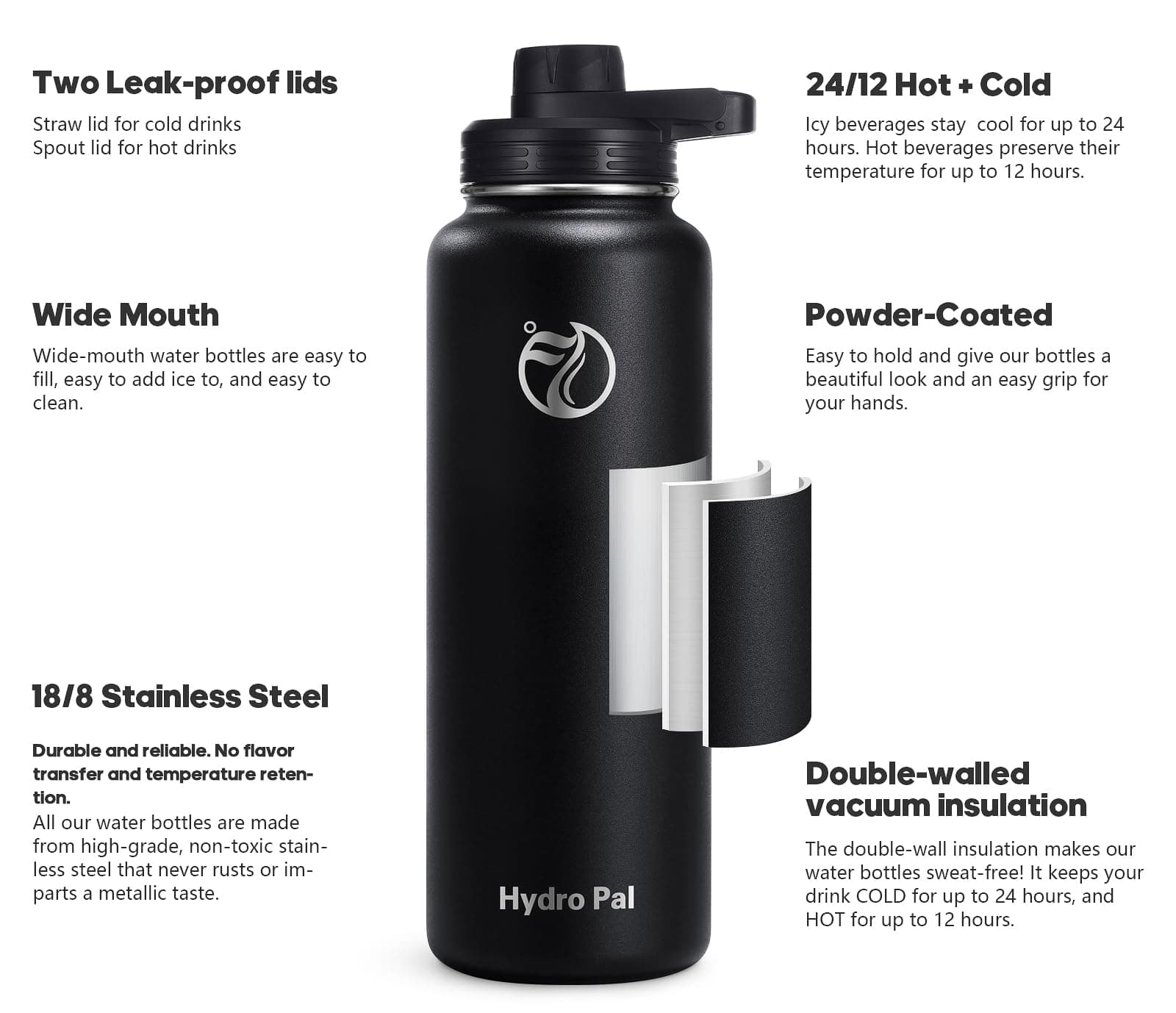 HydroPal Vacuum Insulated Water Bottle 750ml – Bild 2