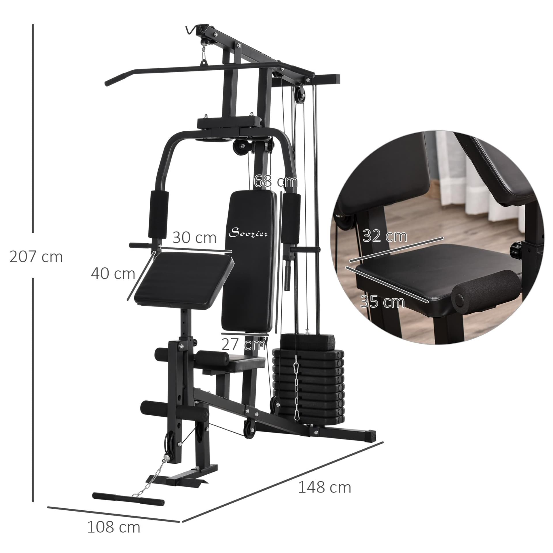 HOMCOM Multiestación Máquina de Musculación con Estribo – Bild 7
