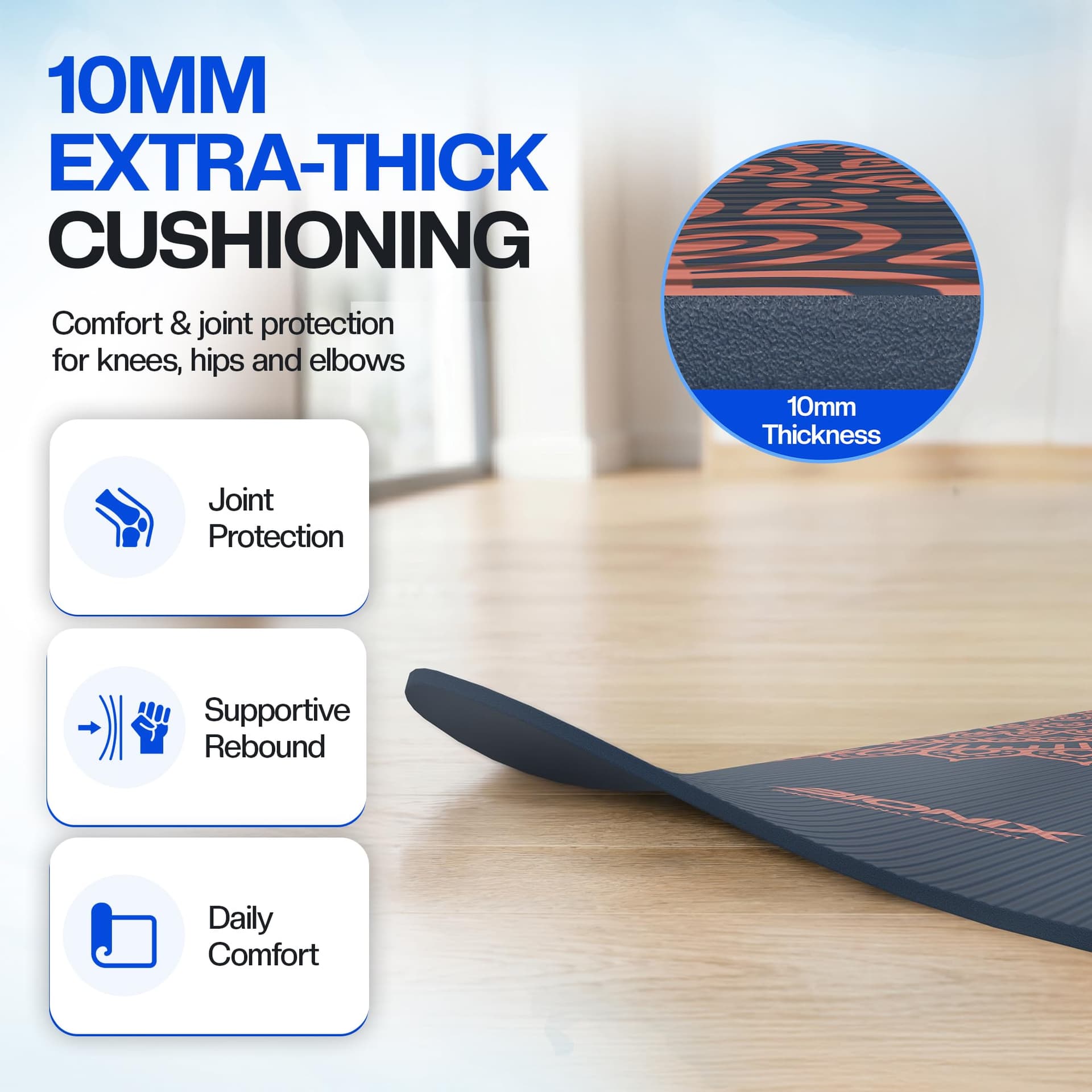 Bionix Professional Support Bionix Exercise Yoga Mat with Carry Handle Strap – Bild 2