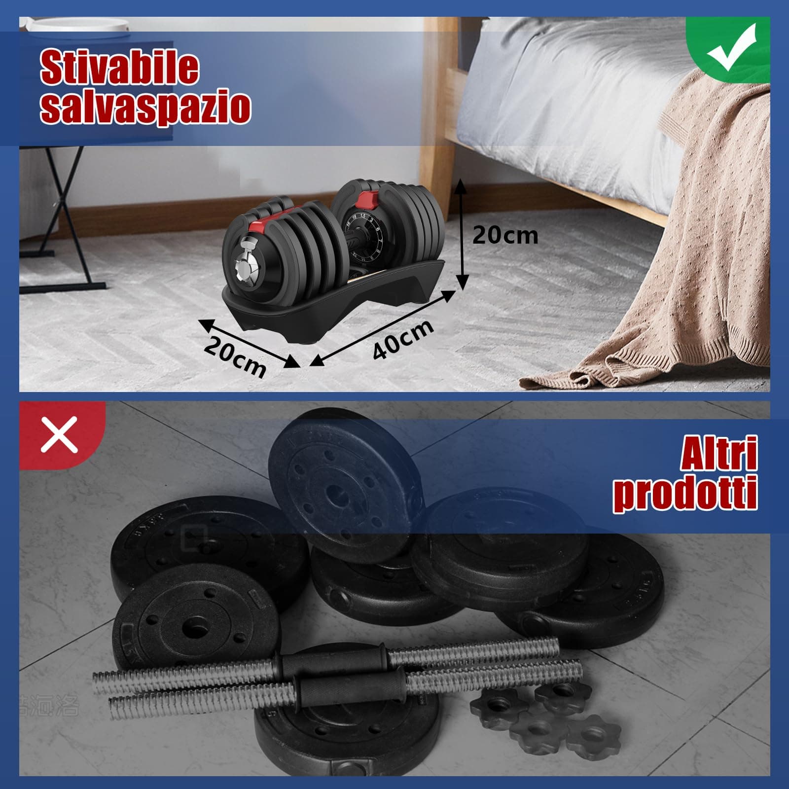 DH FitLife Verstellbare Kurzhantel 18/24 kg – Bild 6