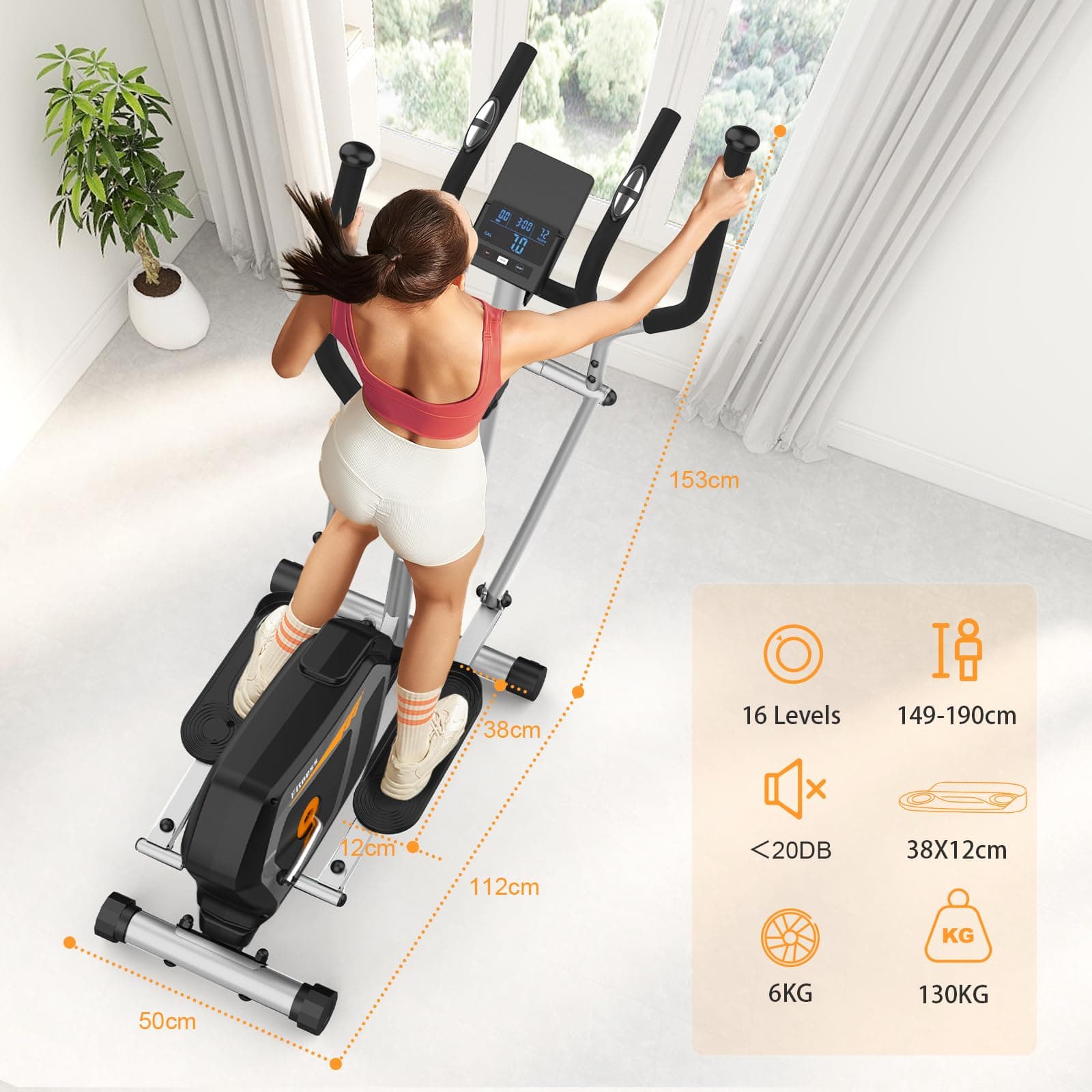 Neezee Crosstrainer für Zuhause mit Bluetooth-App,16-Stufiger Widerstandsstufen,6 kg – Bild 7