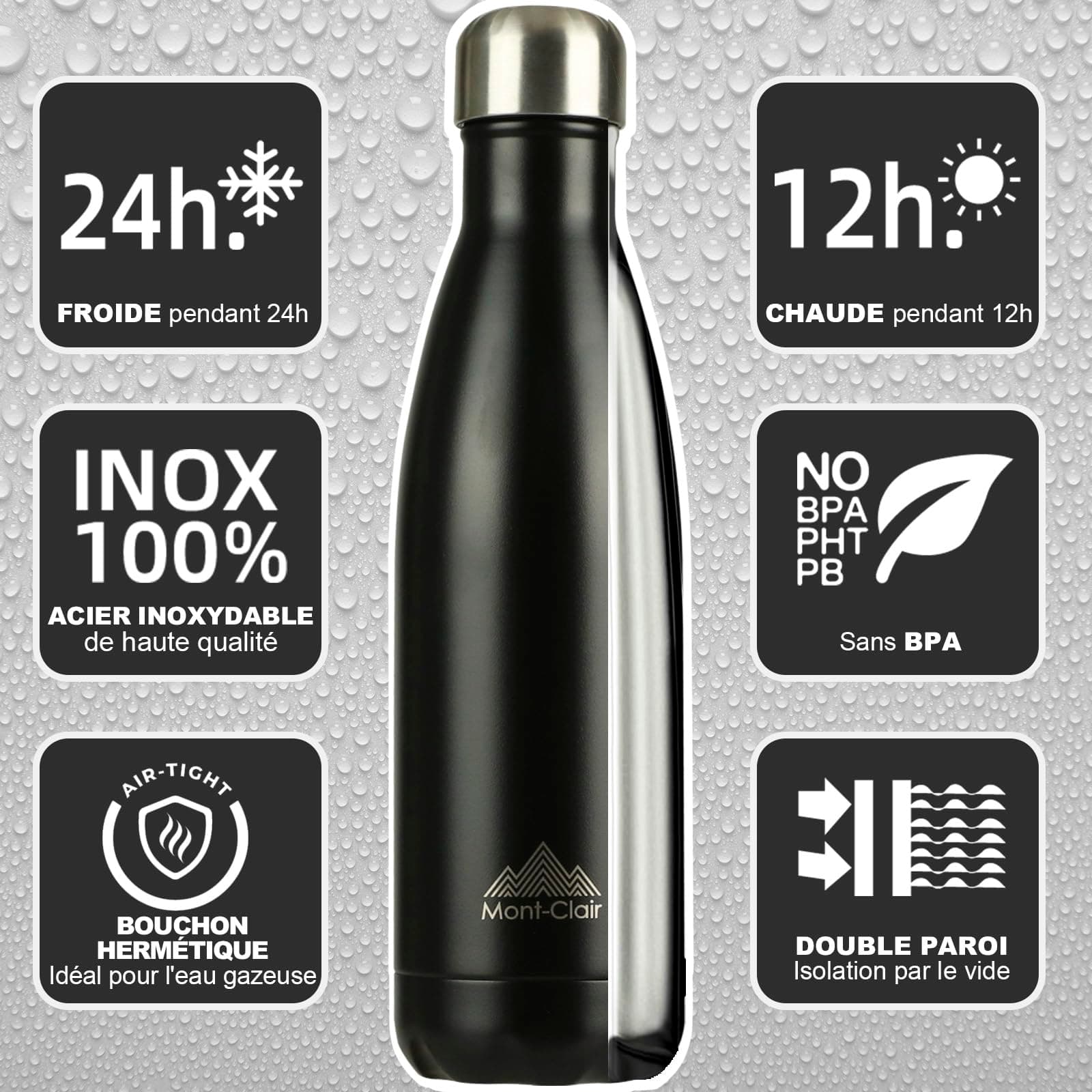 Mont-Clair Gourde isotherme - Bouteille isotherme sans BPA - Gourde inox 1L – Bild 2
