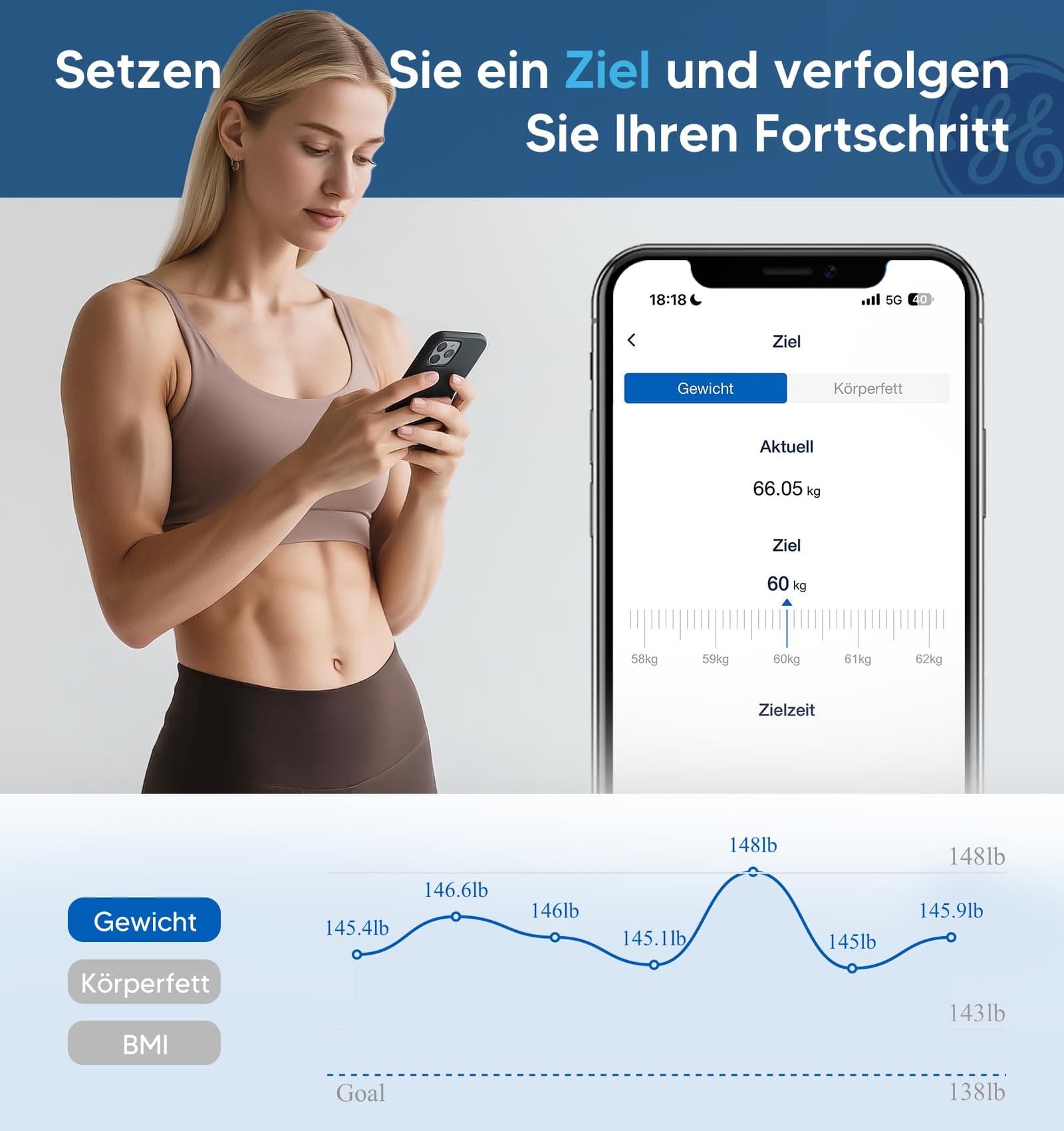 Global eFit GE Körperfettwaage Digital mit Großem Display – Bild 5