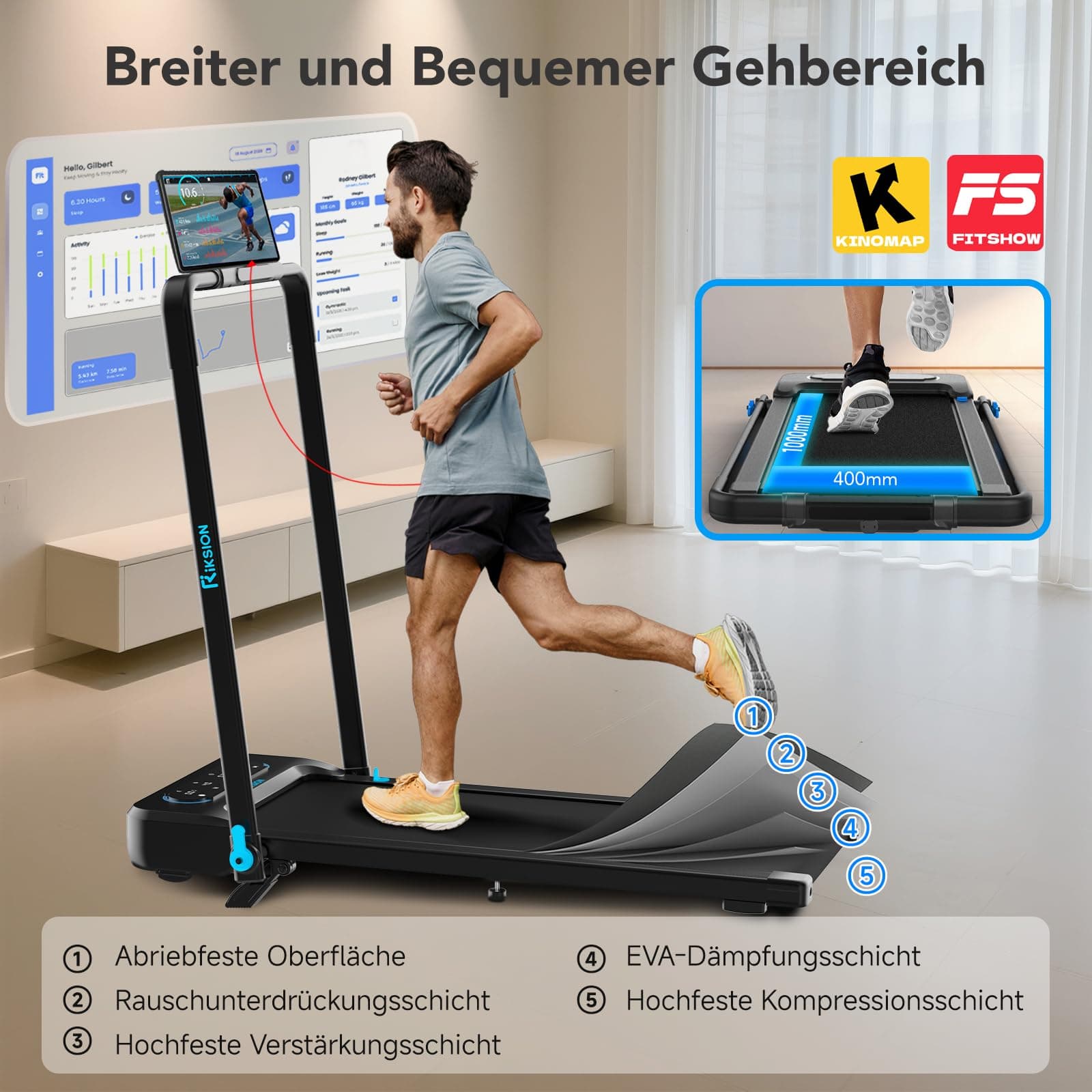 Riksion Laufband für Zuhause mit Neigung – Bild 7