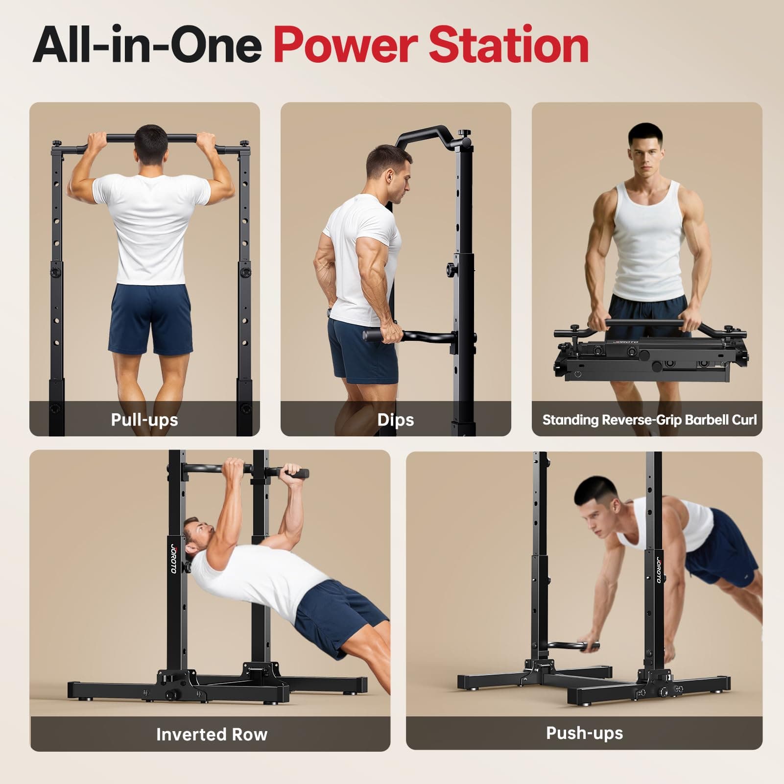 JOROTO Pliable Power Tower Barre de Traction & Dip Station – Bild 7