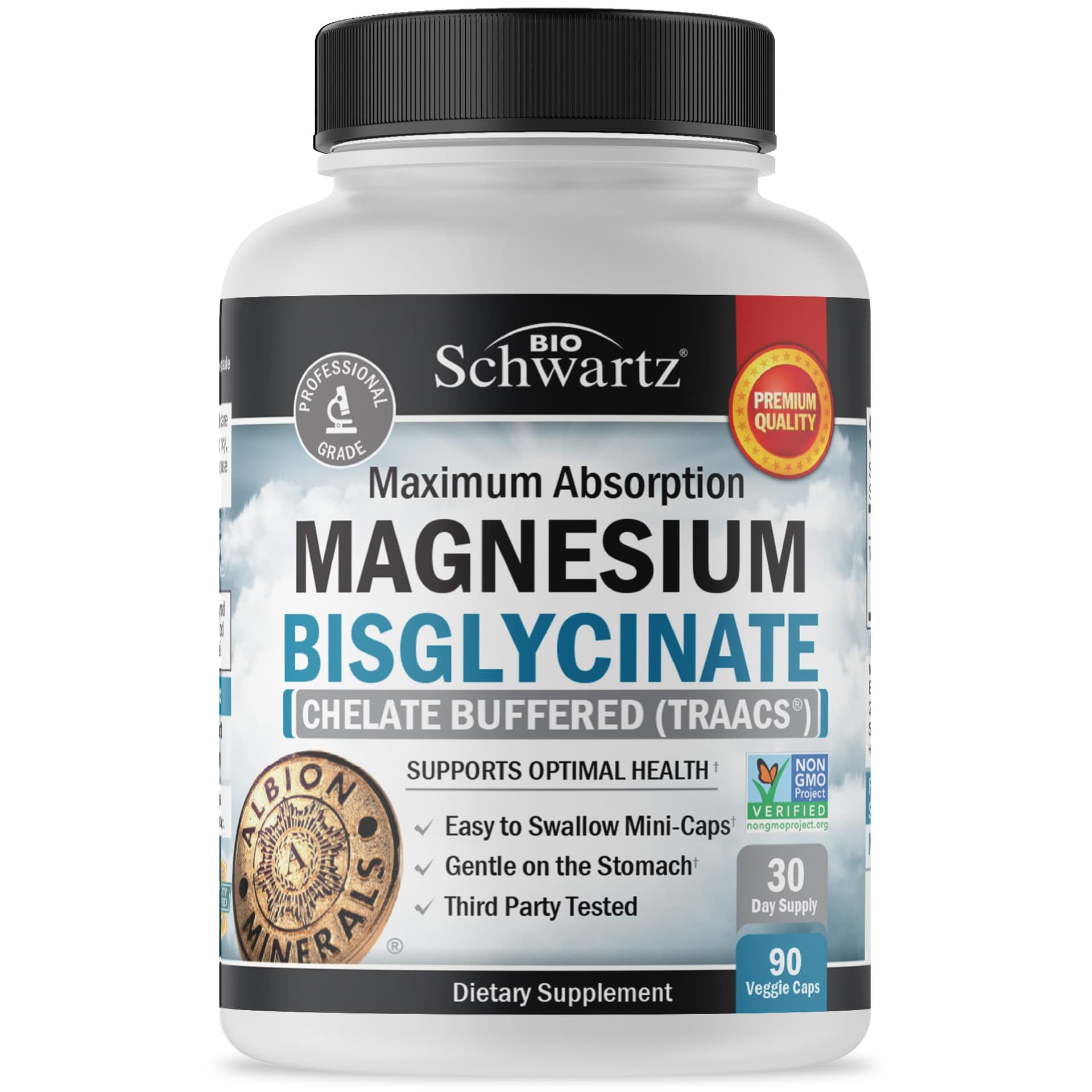 BioSchwartz Magnesium Bisglycinate 100% Chelate No-Laxative Effect