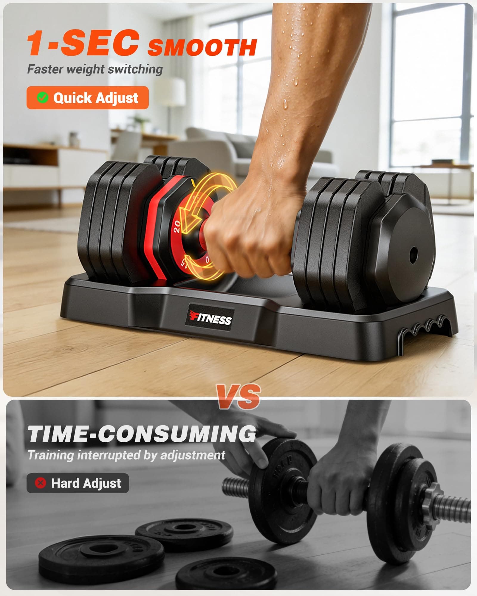 Rendpas Adjustable Dumbbell, 5-in-1/10-in-1, 25–55 lb – Bild 7