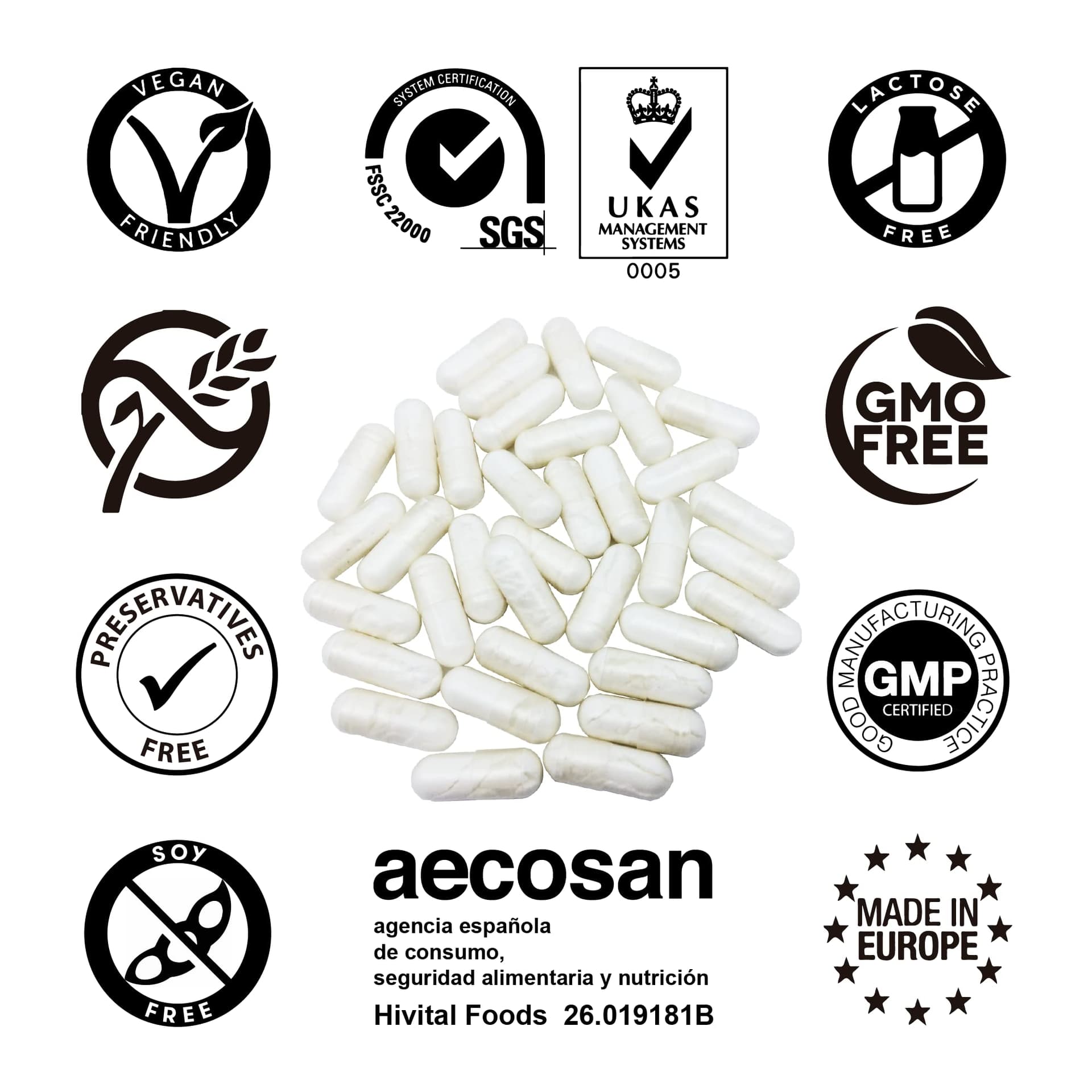 Hivital Foods Magnesio puro 350 mg procedente de Bisglicinato de – Bild 4