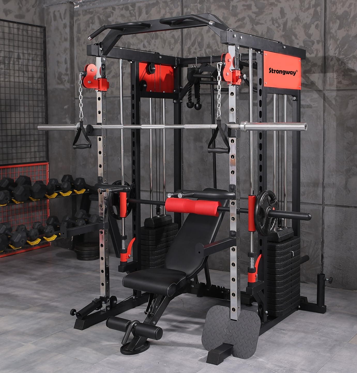 Strongway Multi Gym Smith Machine with Weights 177KG – Bild 6