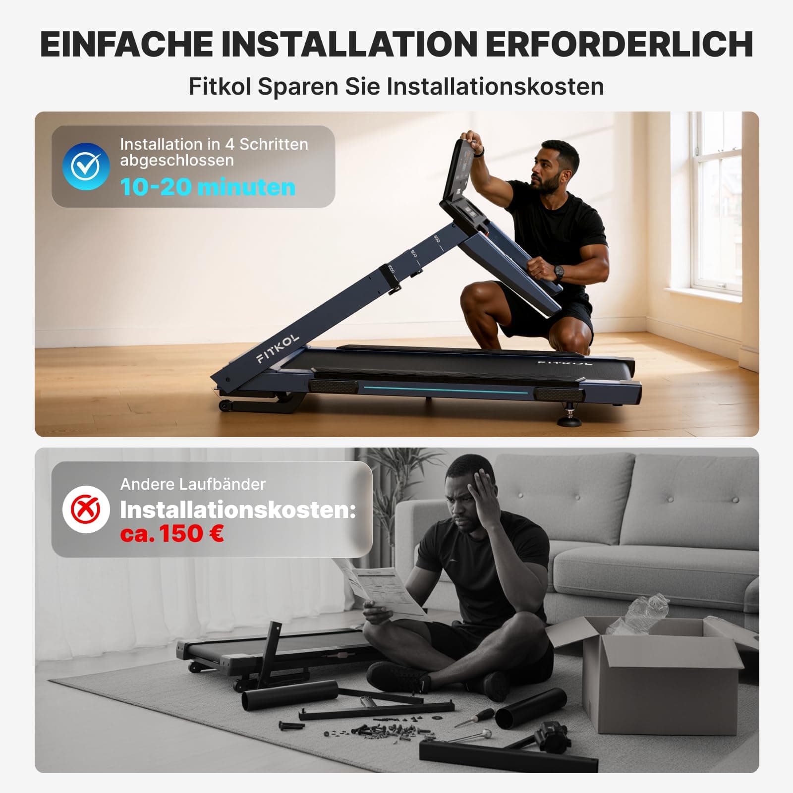 FITKOL KI-adaptiver Smarter Laufband für Zuhause 16.5km/h mit – Bild 8