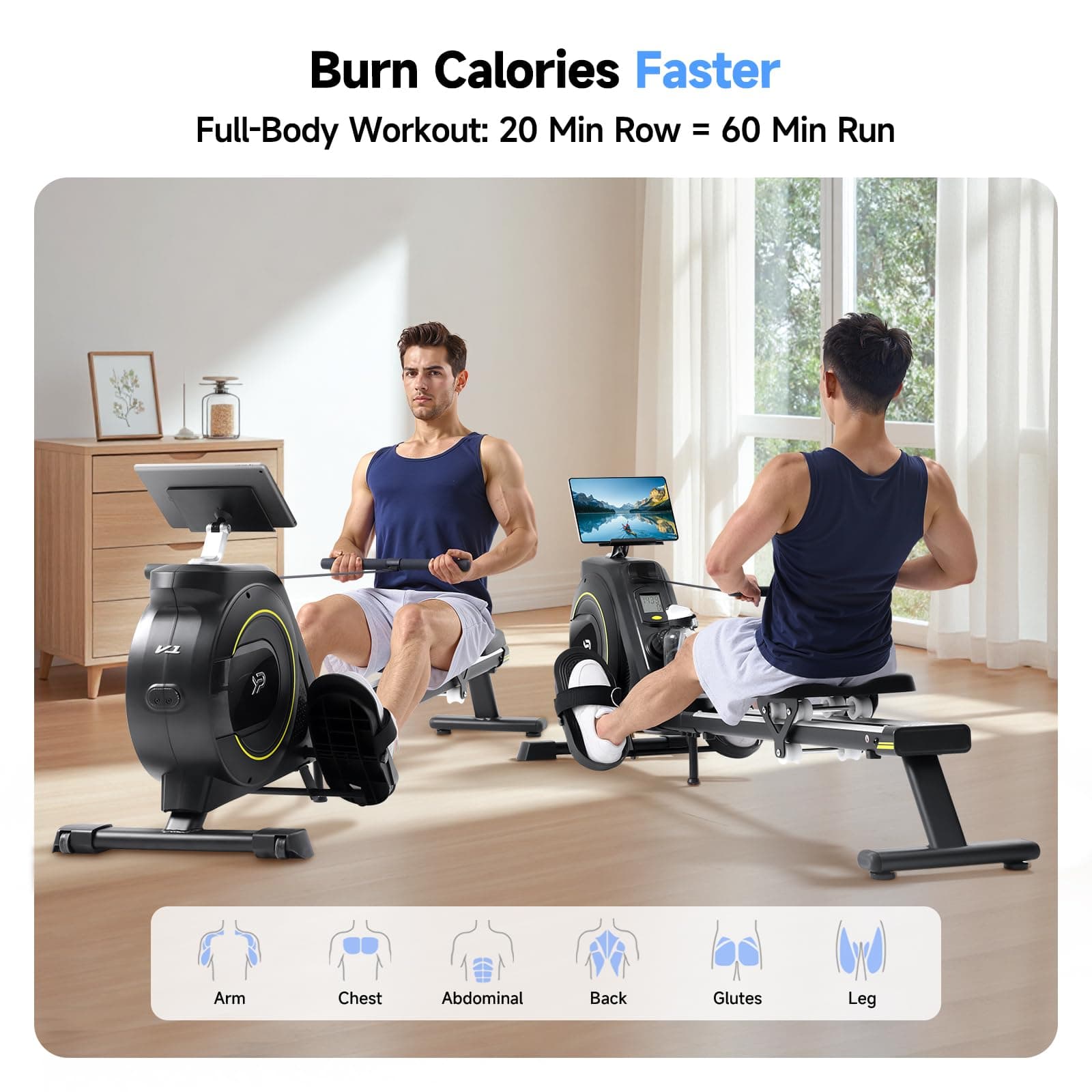 YPOO Rowing Machine for Home, 350 LB – Bild 3