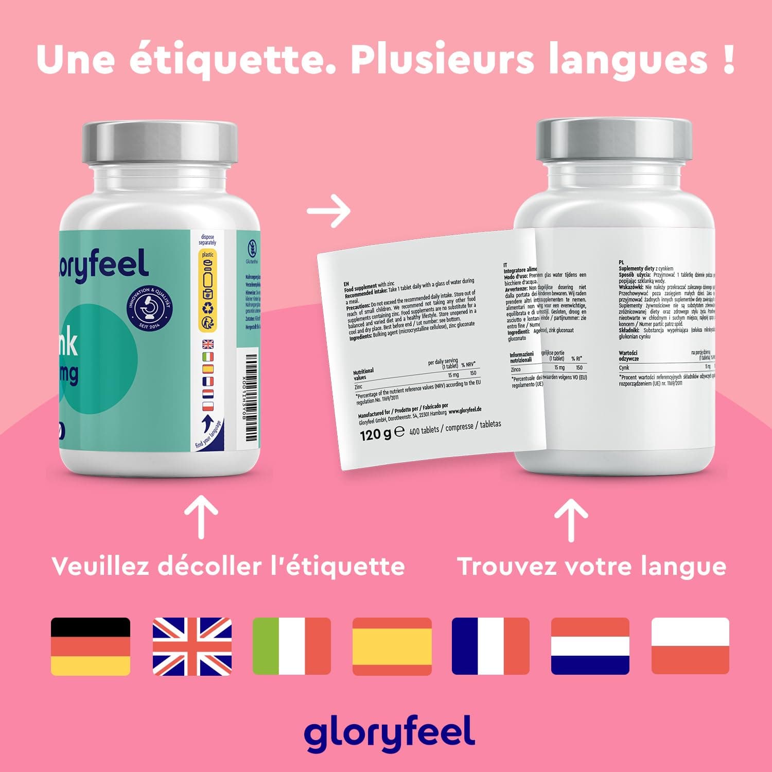 Gloryfeel Zinc, 400 Comprimés – Bild 4
