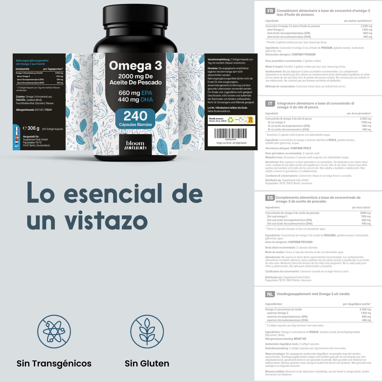 Bloom Naturals Beauty Supplements Oméga 3-240 Capsules – Bild 5