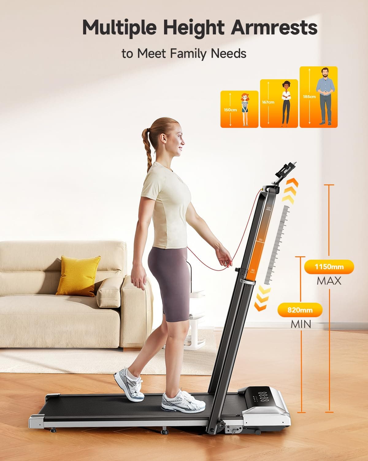 Toputure 1%-6%-12% Incline Folding Treadmill with 115 CM Retractable – Bild 3