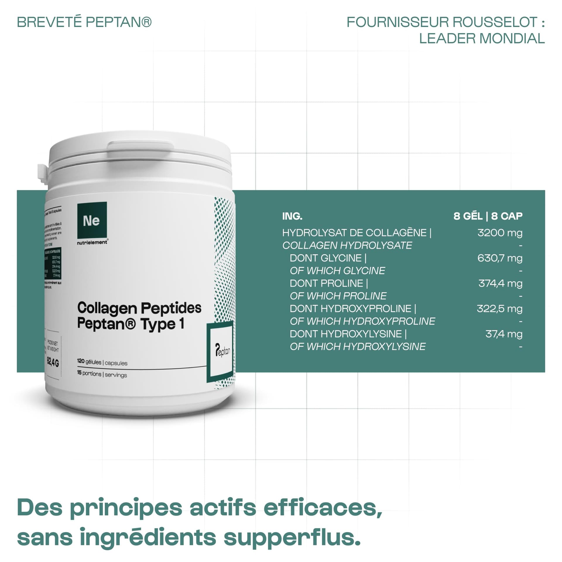 Nutrimuscle Nutrielement Collagène Peptide Type 1 en poudre 1.2 kg – Bild 7