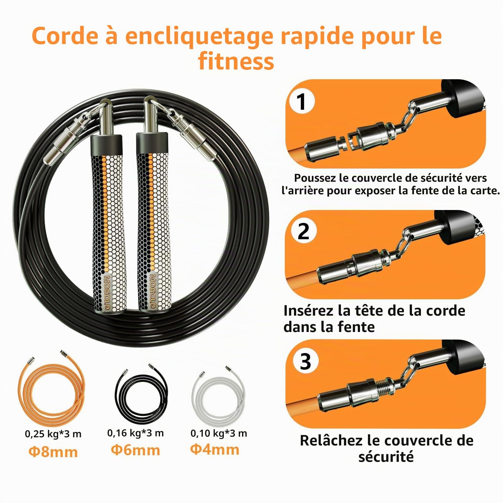 MOGOLD Cordes à sauter pondérées pour homme et femme avec – Bild 3