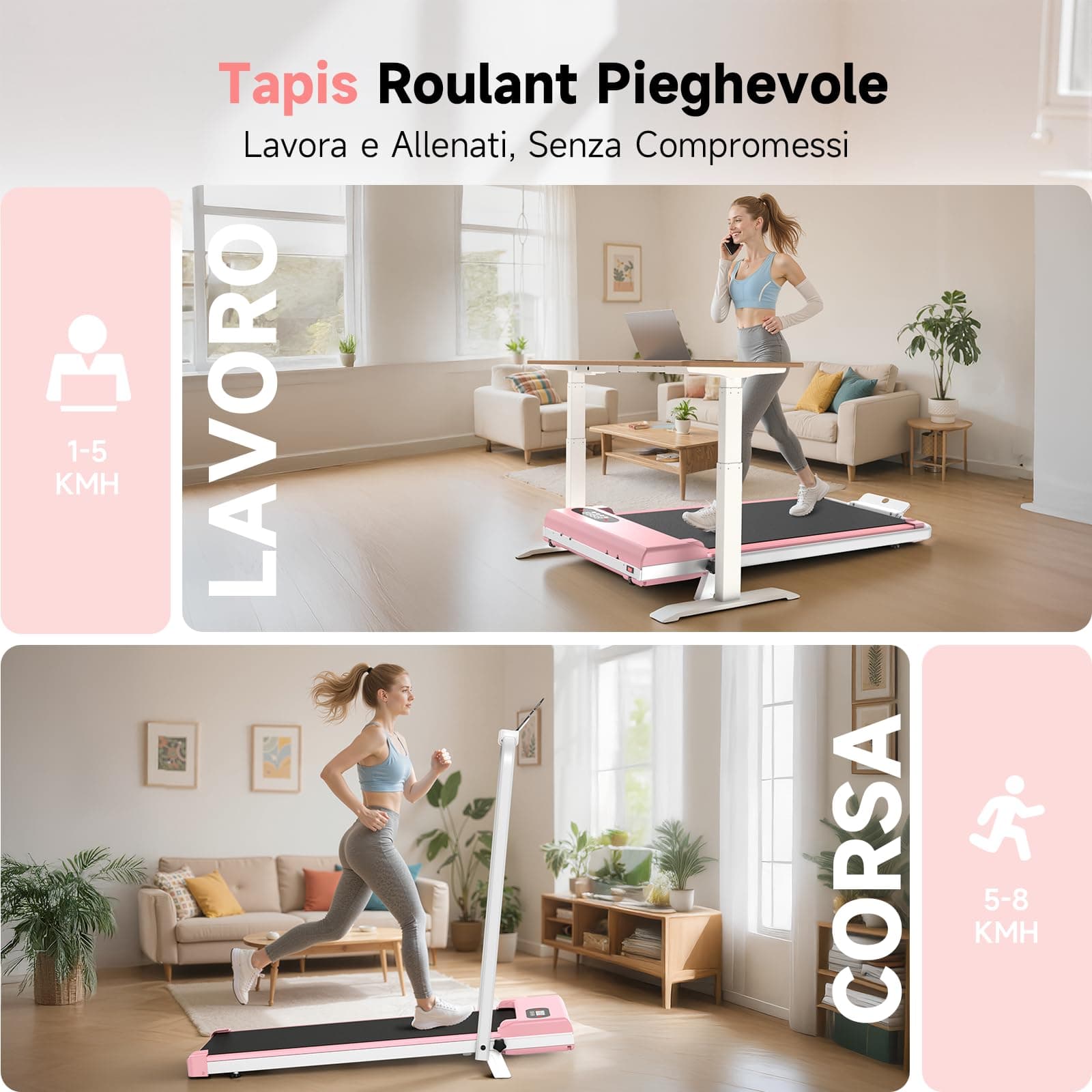 HOMEFITNESSCODE Tapis Roulant Elettrico Salvaspazio 8% – Bild 2