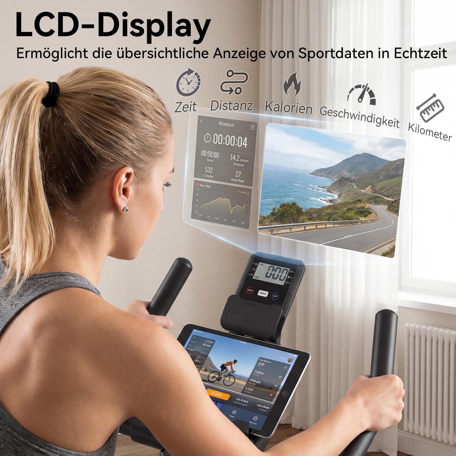 Wenoker Heimtrainer Fahrrad mit App – Bild 8