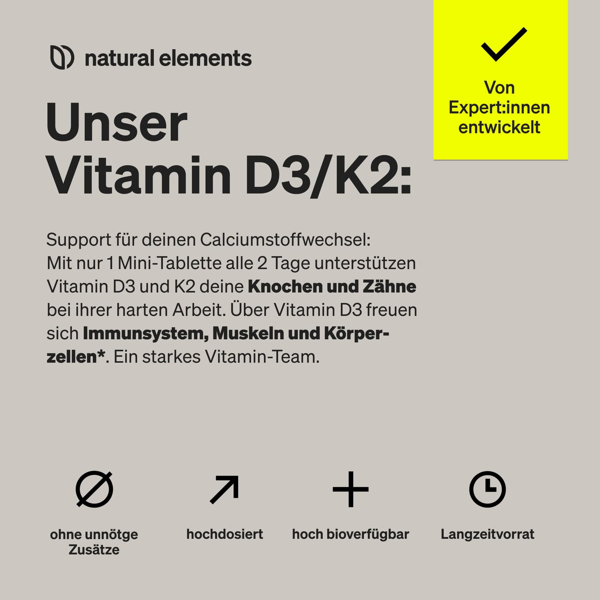 Natural Elements Vitamin D3 + K2 – Bild 3