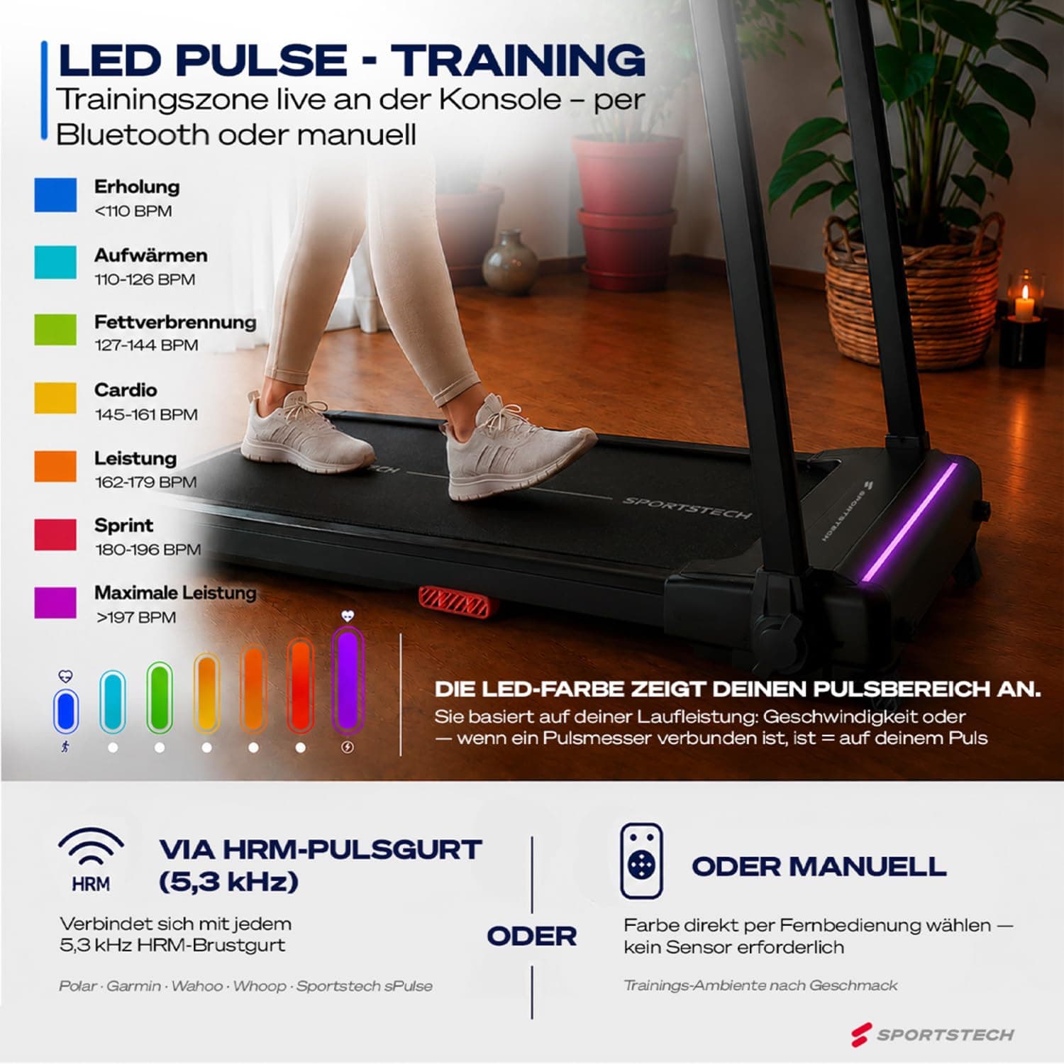 Sportstech Elektrisches Laufband - Klappbar mit 9% Steigung - Stabil bis 120 kg – Bild 4