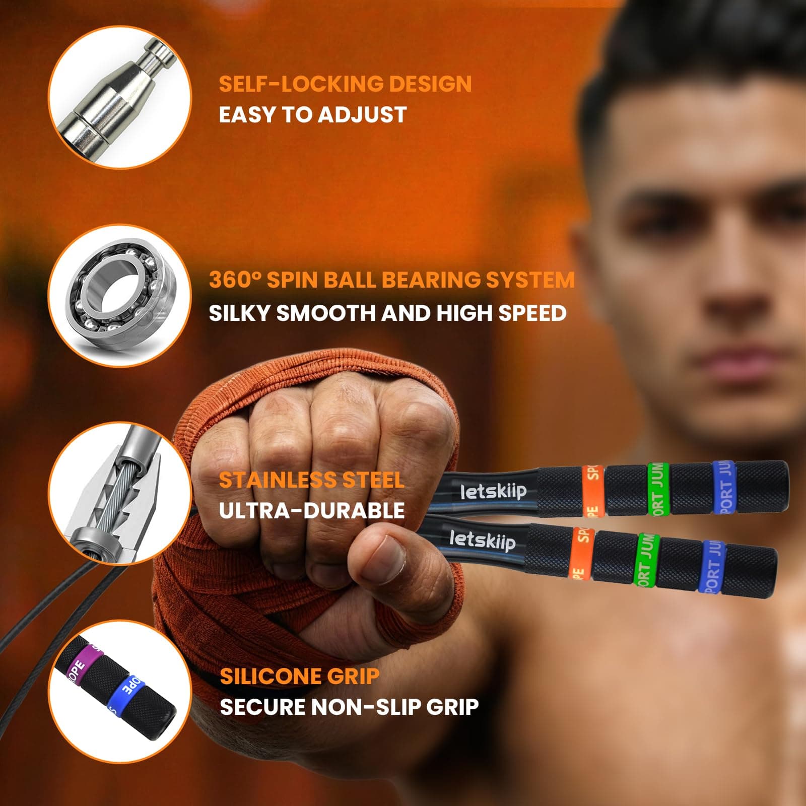 letskiip Speed Jump Rope for CrossFit & Boxing – Bild 3