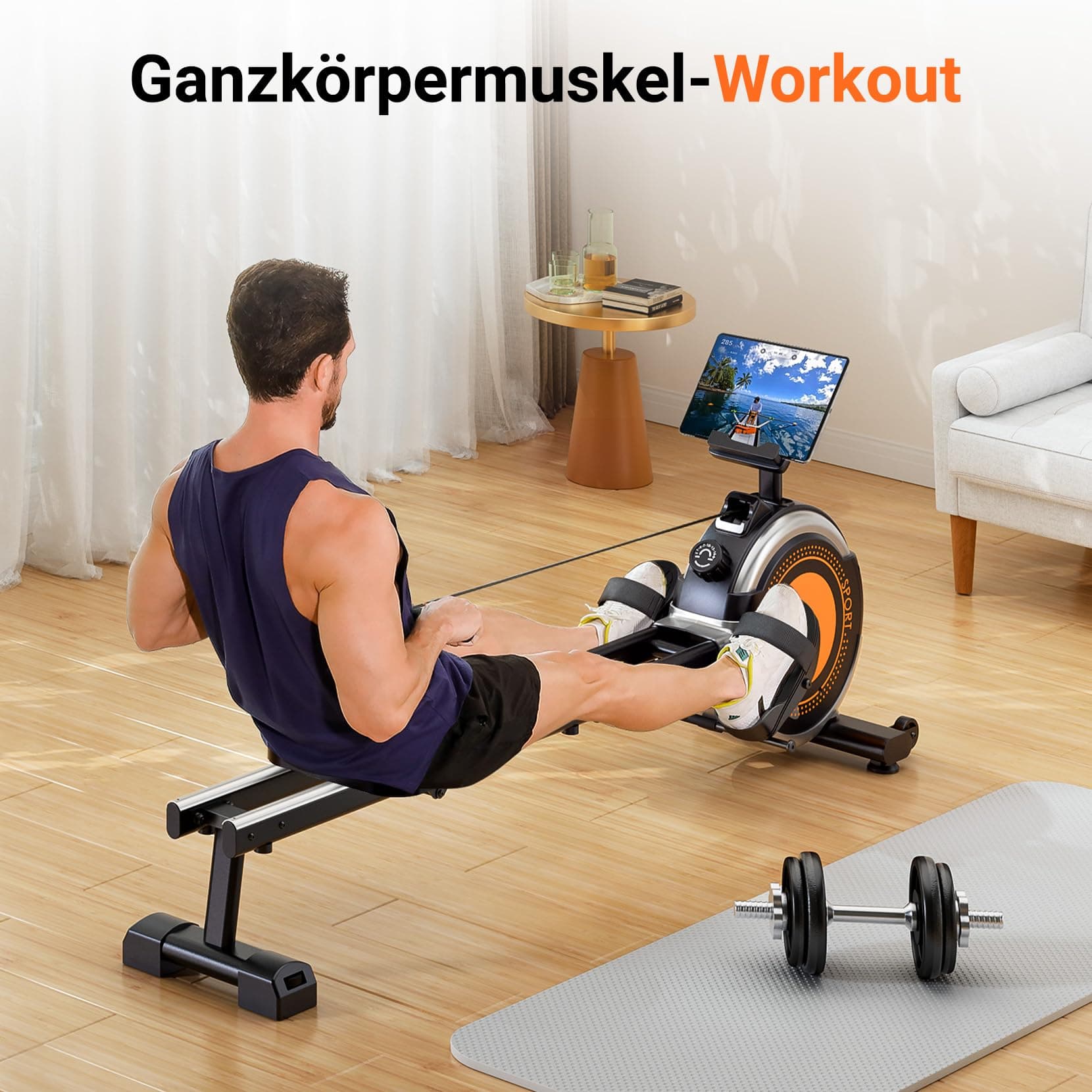 Dripex Rudergerät für Zuhause, Rudergeräte bis 160 kg – Bild 8