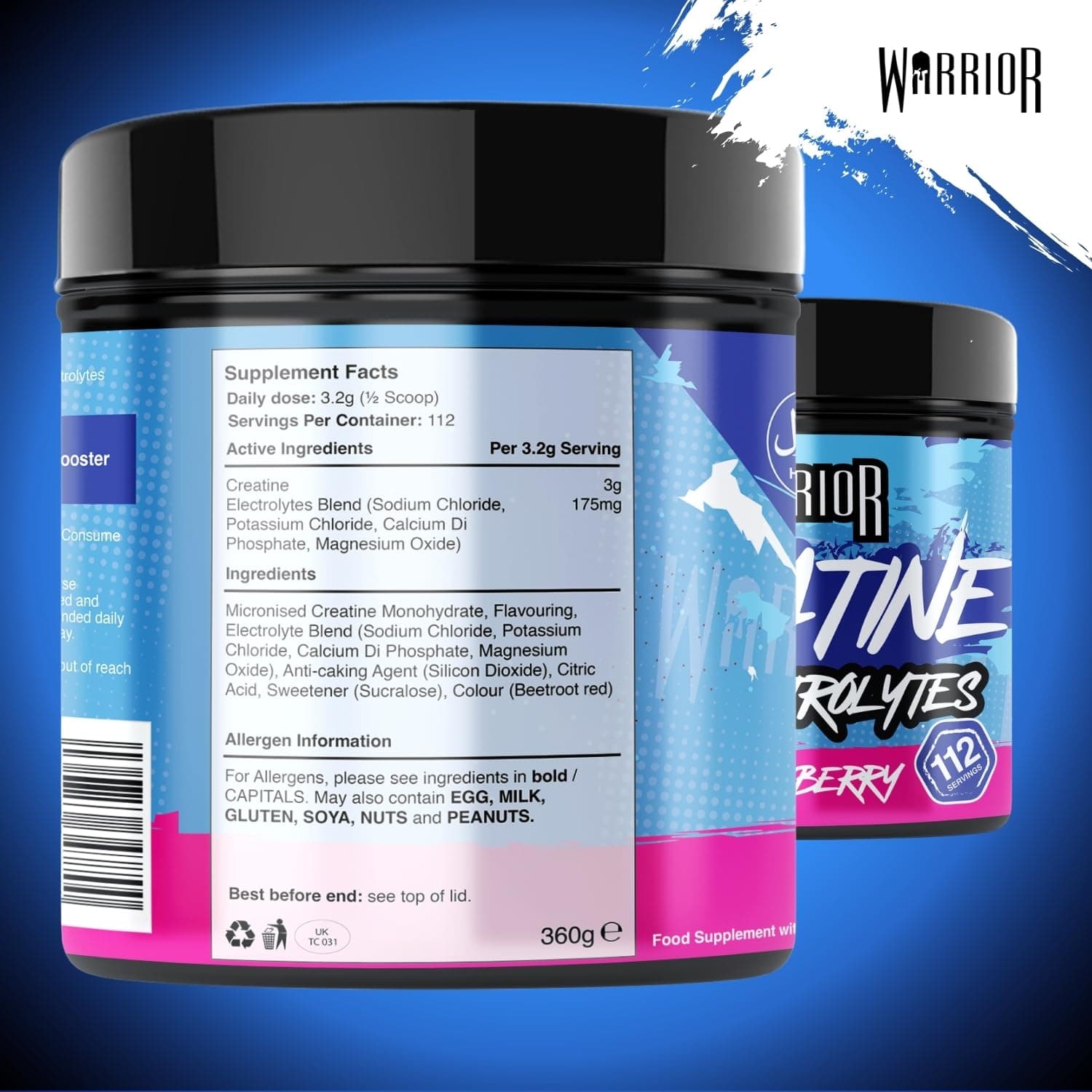 Warrior Creatine Monohydrate + Electrolytes 360g – Bild 3