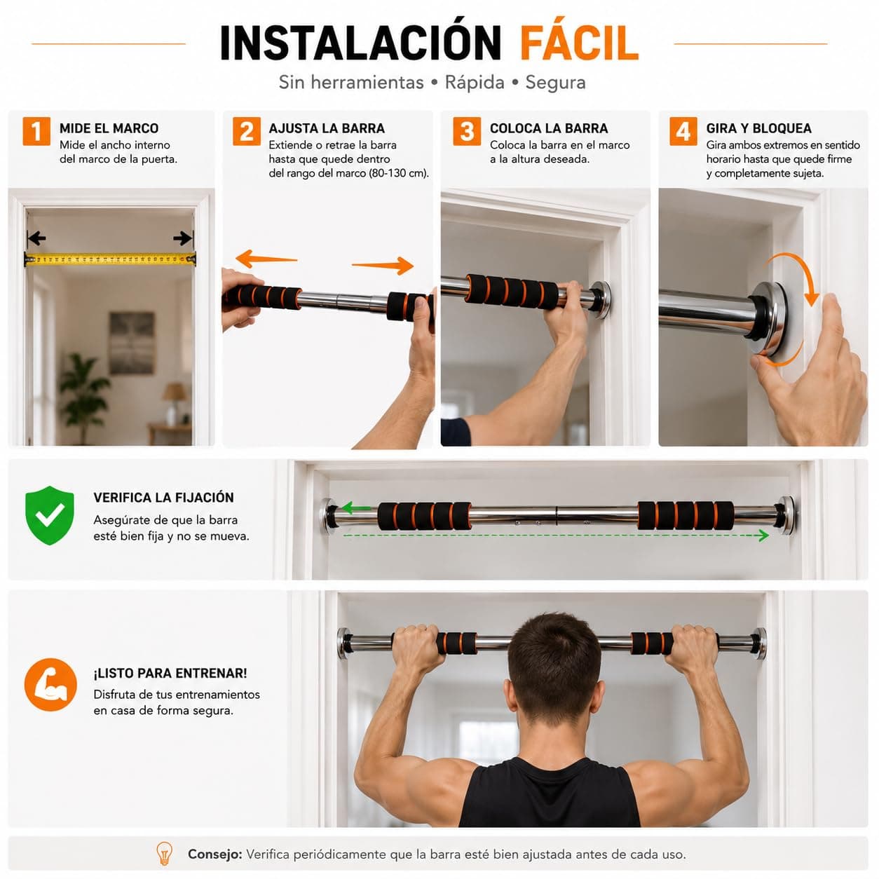 CABLEPELADO Barra dominadas para entrenamiento de fuerza – Bild 4