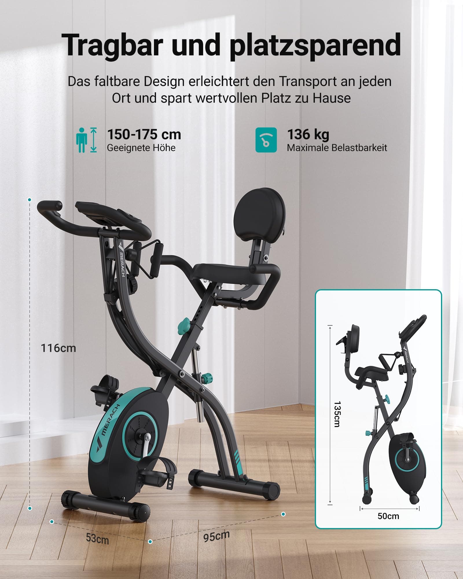 MERACH 4-in-1 Heimtrainer Klappbar – Bild 7