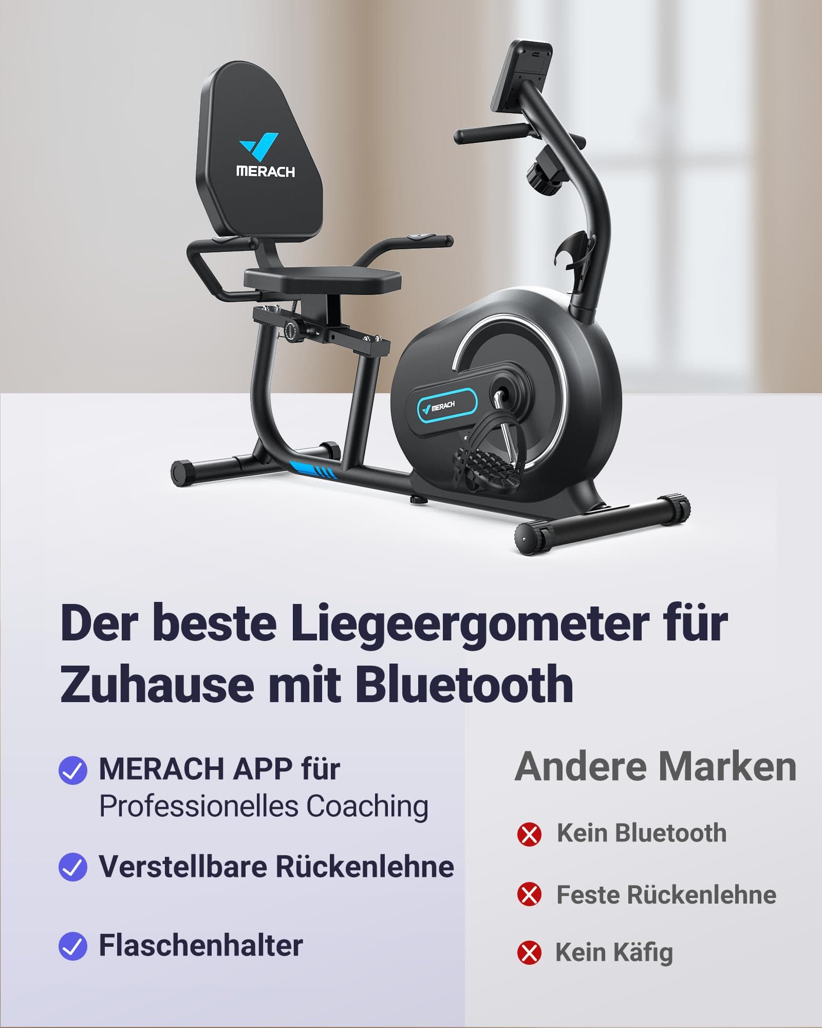 MERACH Liegeergometer für Zuhause mit 8 verstellbaren – Bild 2